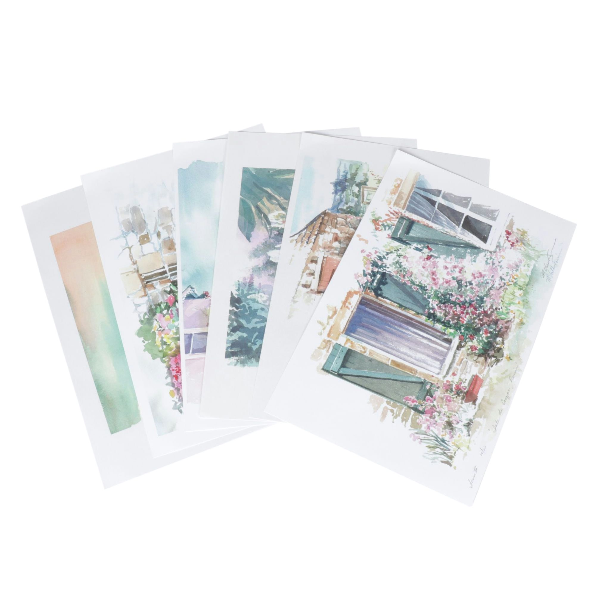 Set of Margaret Voelker-Ferrier Digital Prints of Farmhouse Facades & Landscapes