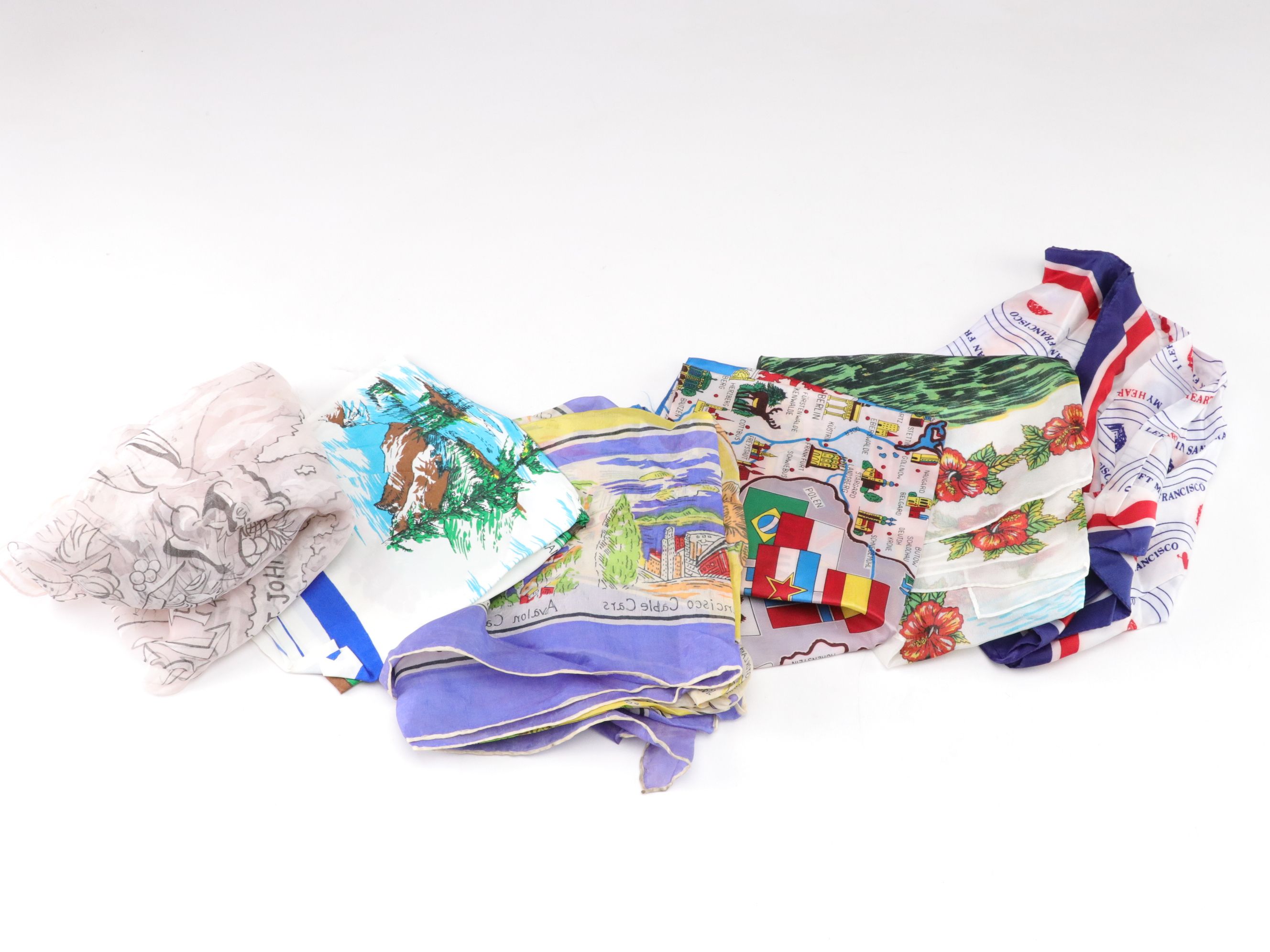 Souvenir Scarf Collection from Canada, Germany, Caribbean Islands and More