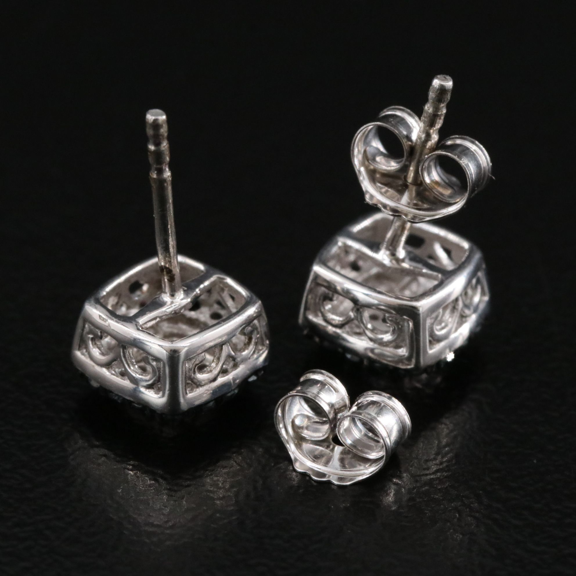 Sterling Diamond Earrings with Lab Grown Fancy Blue Diamonds