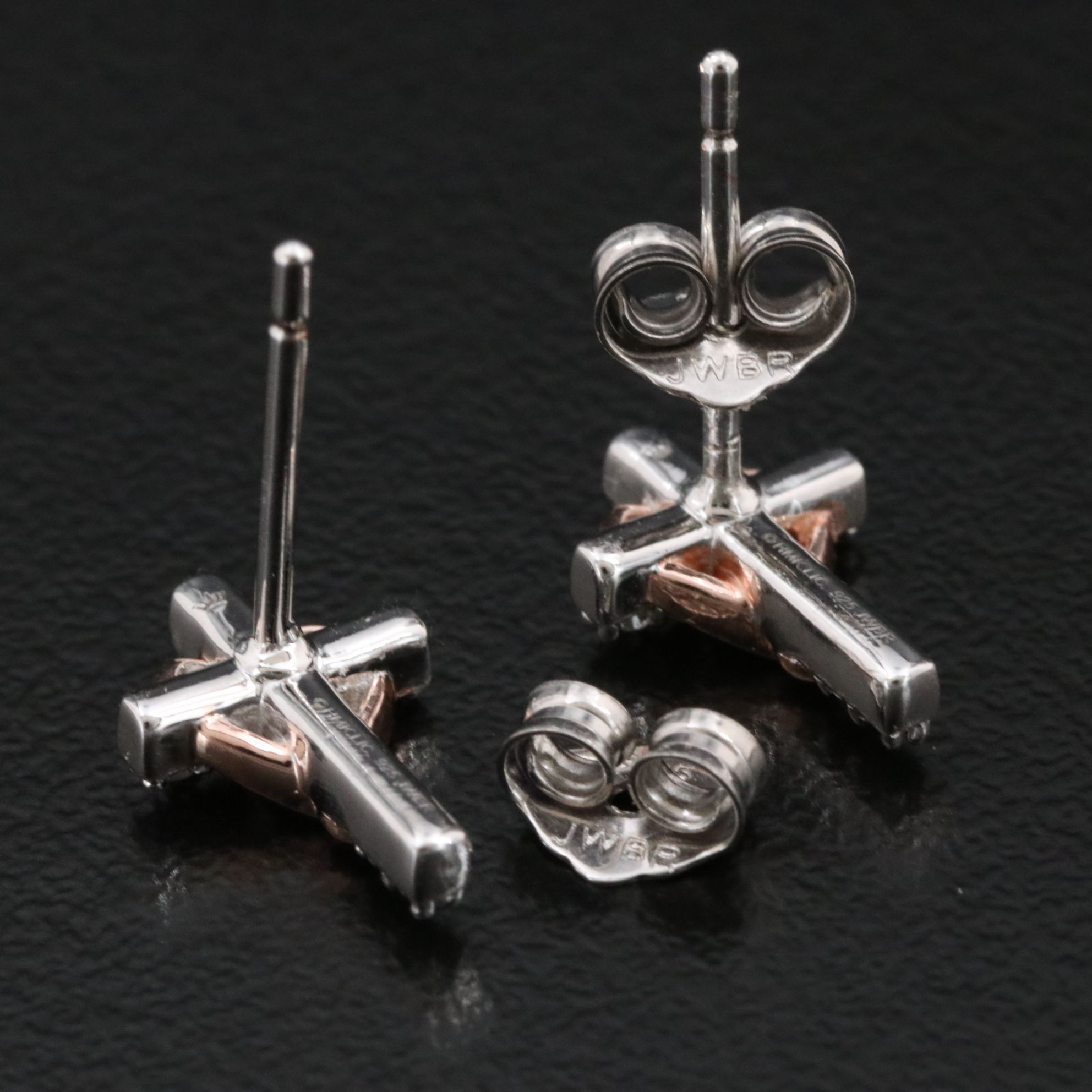Sterling Diamond Heart and Cross Earrings