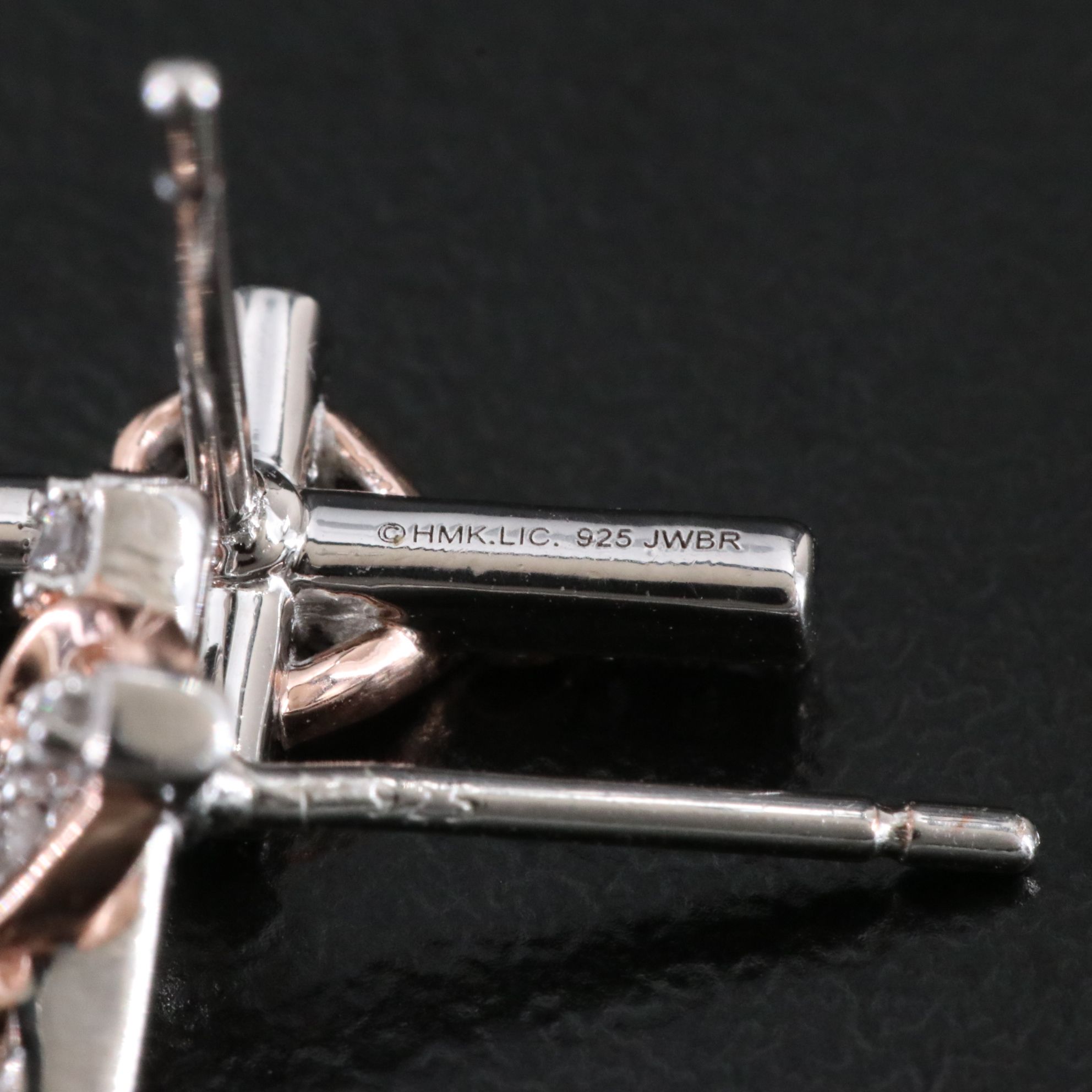 Sterling Diamond Heart and Cross Earrings