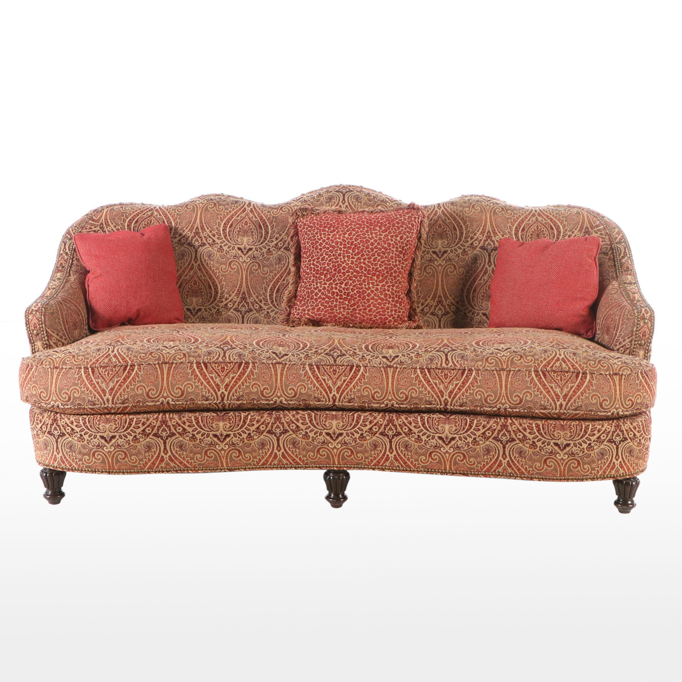 Sherrill Furniture Paisley Fabric Upholstered Sofa