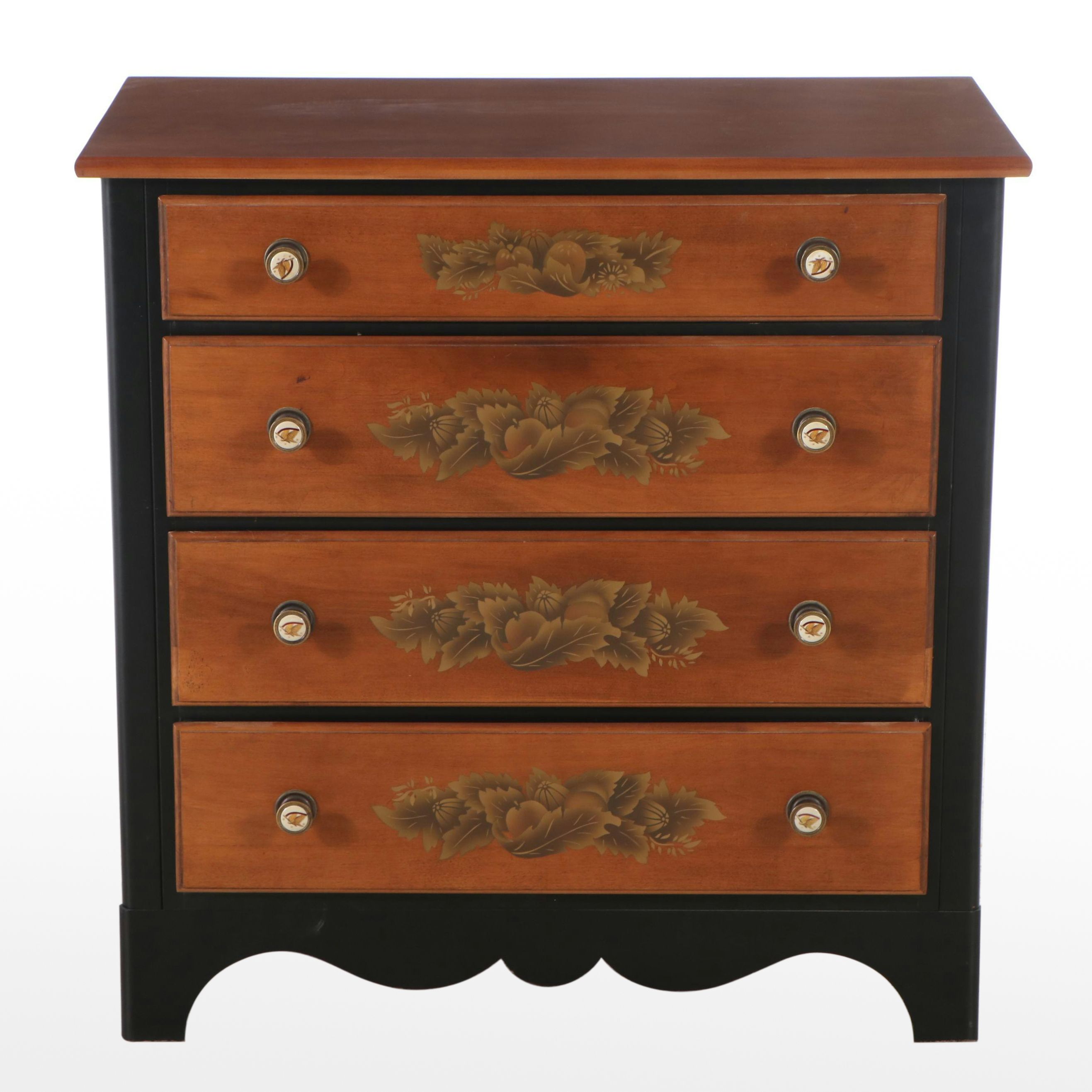Lambert Hitchcock Stencil-Decorated and Parcel-Painted Four-Drawer Chest