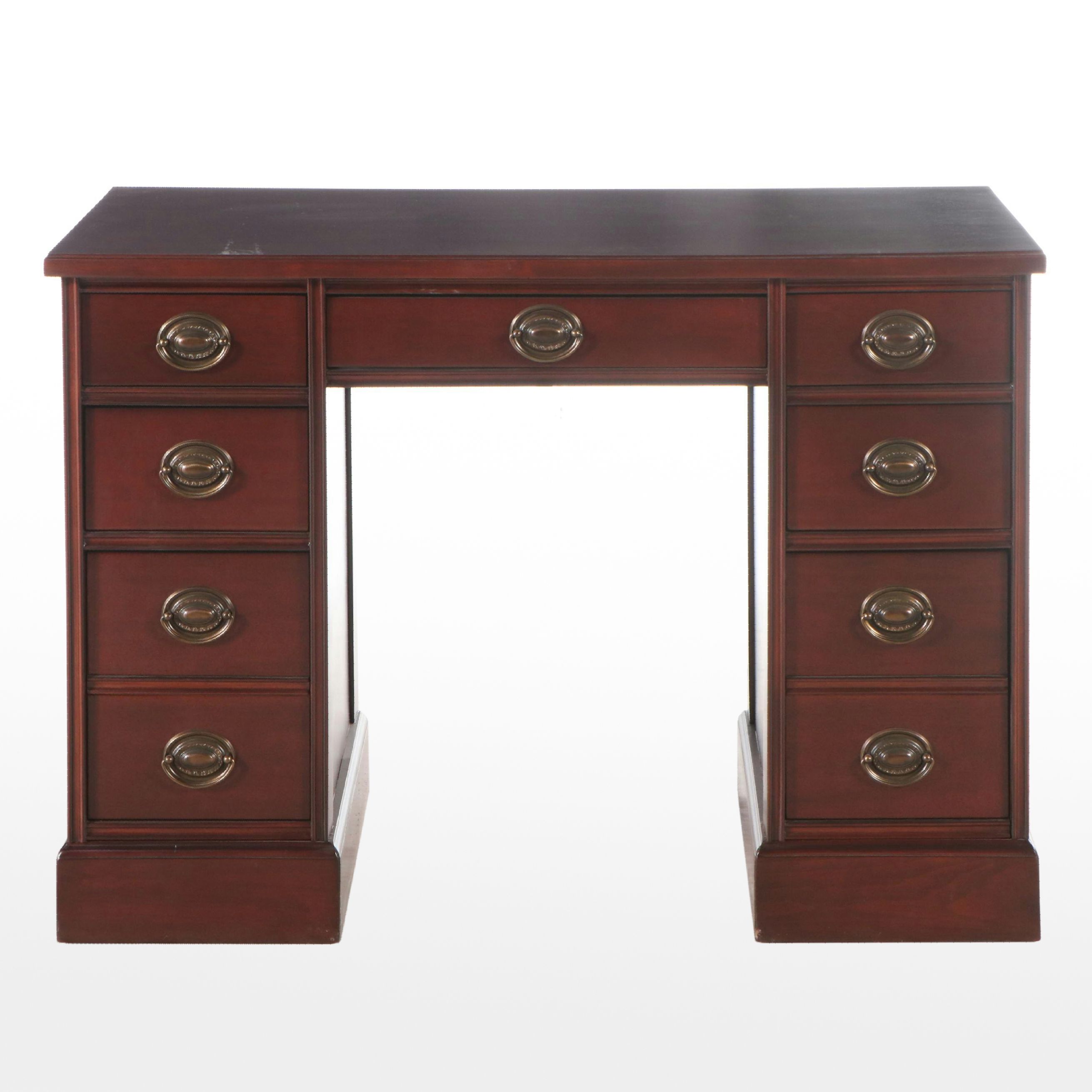 George III Style Mahogany Kneehole Desk, 20th Century
