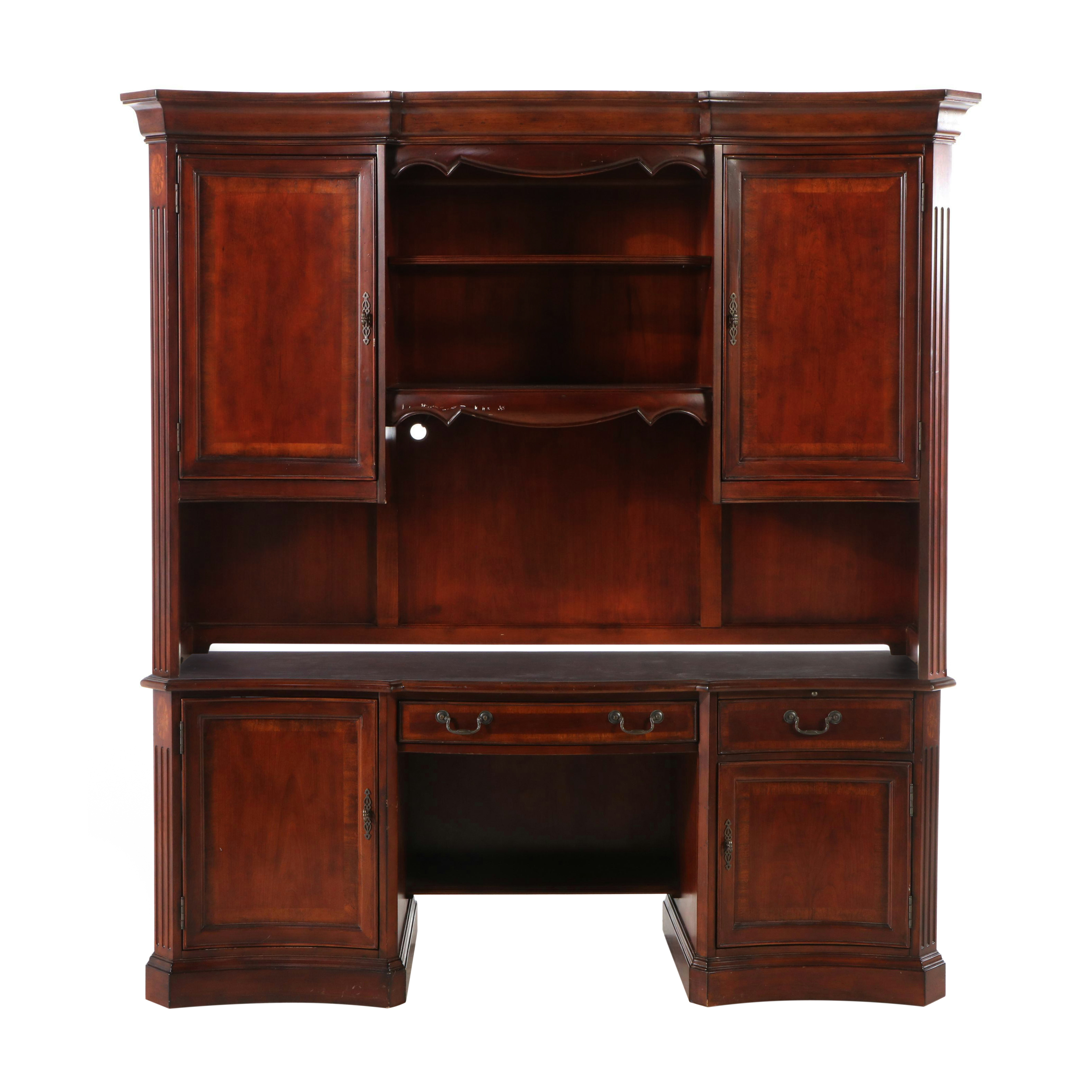 Hooker Furniture "Seven Seas" Mahogany Desk with Faux Leather Office Chair