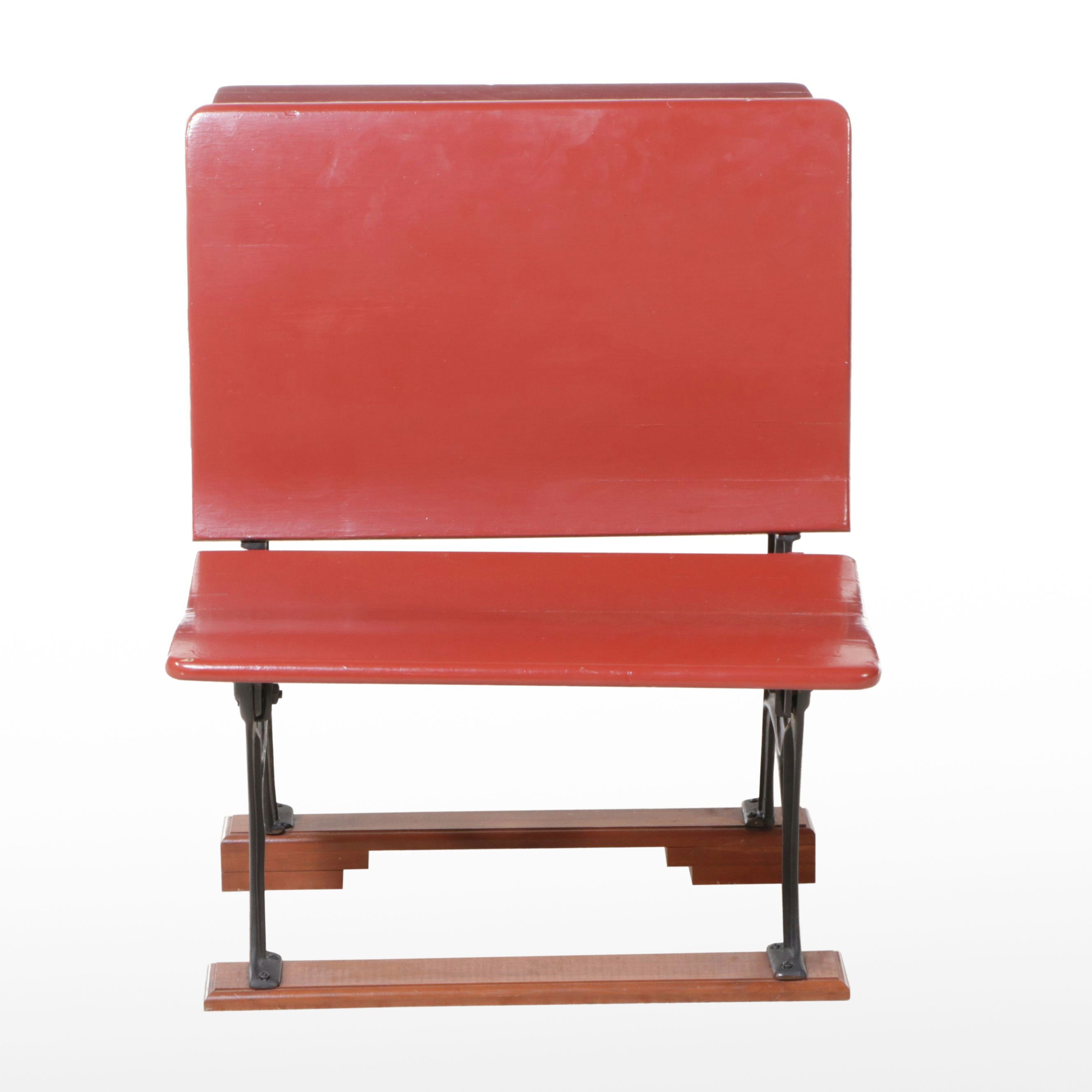Antique Red Painted Wood Student Desk