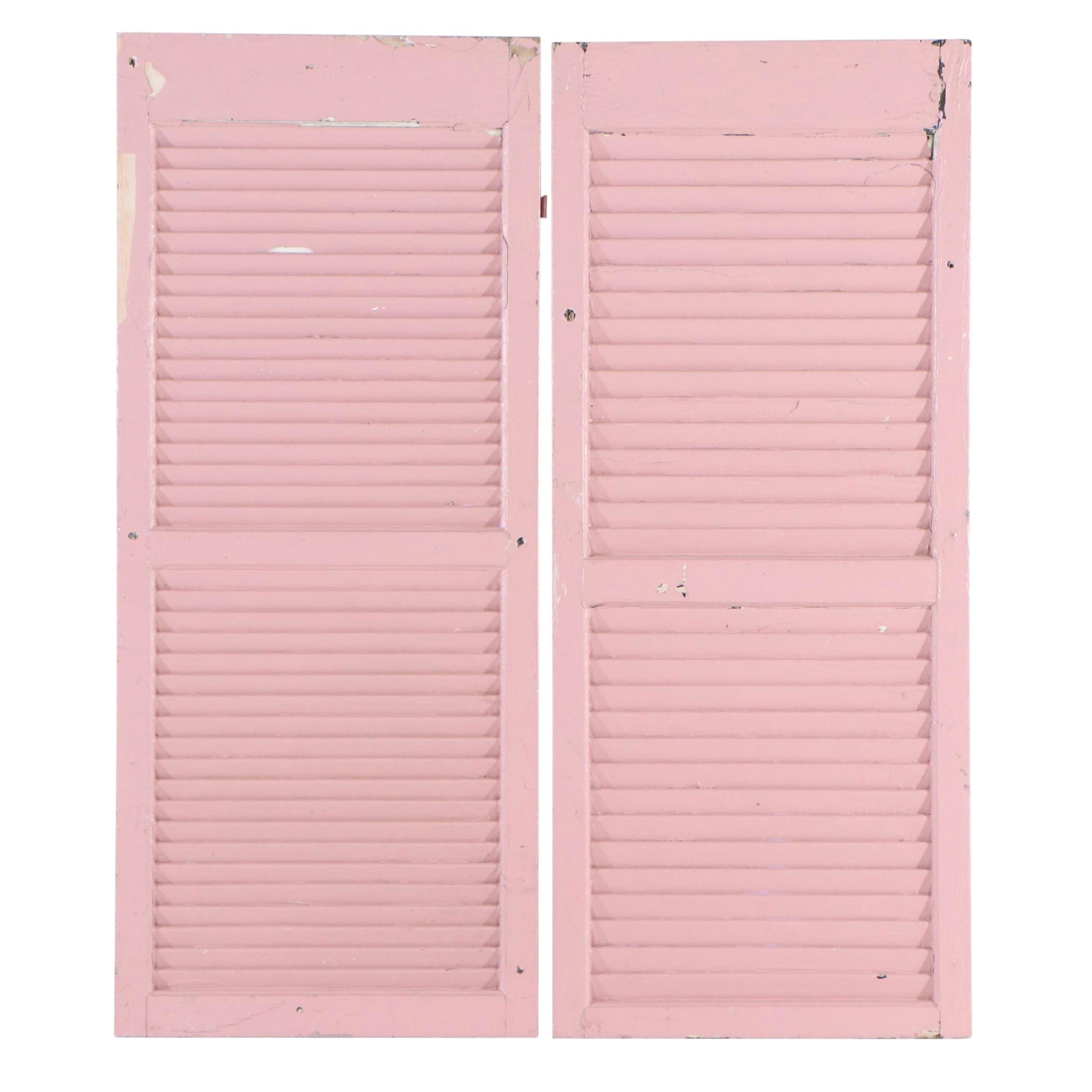 Pair of Vintage Painted Wood Louvered Window Shutters