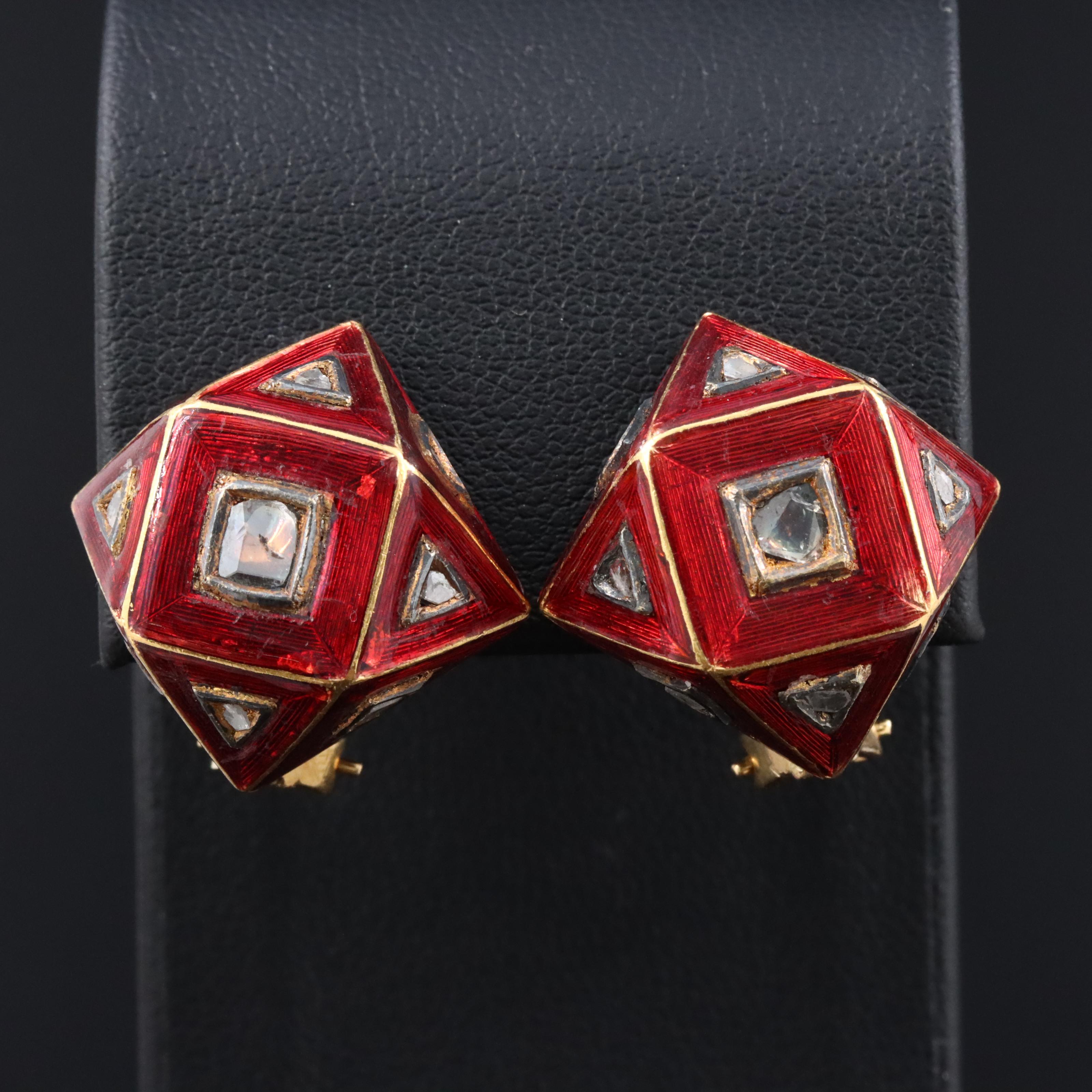 Indian Polki Diamond Meenakari Earrings