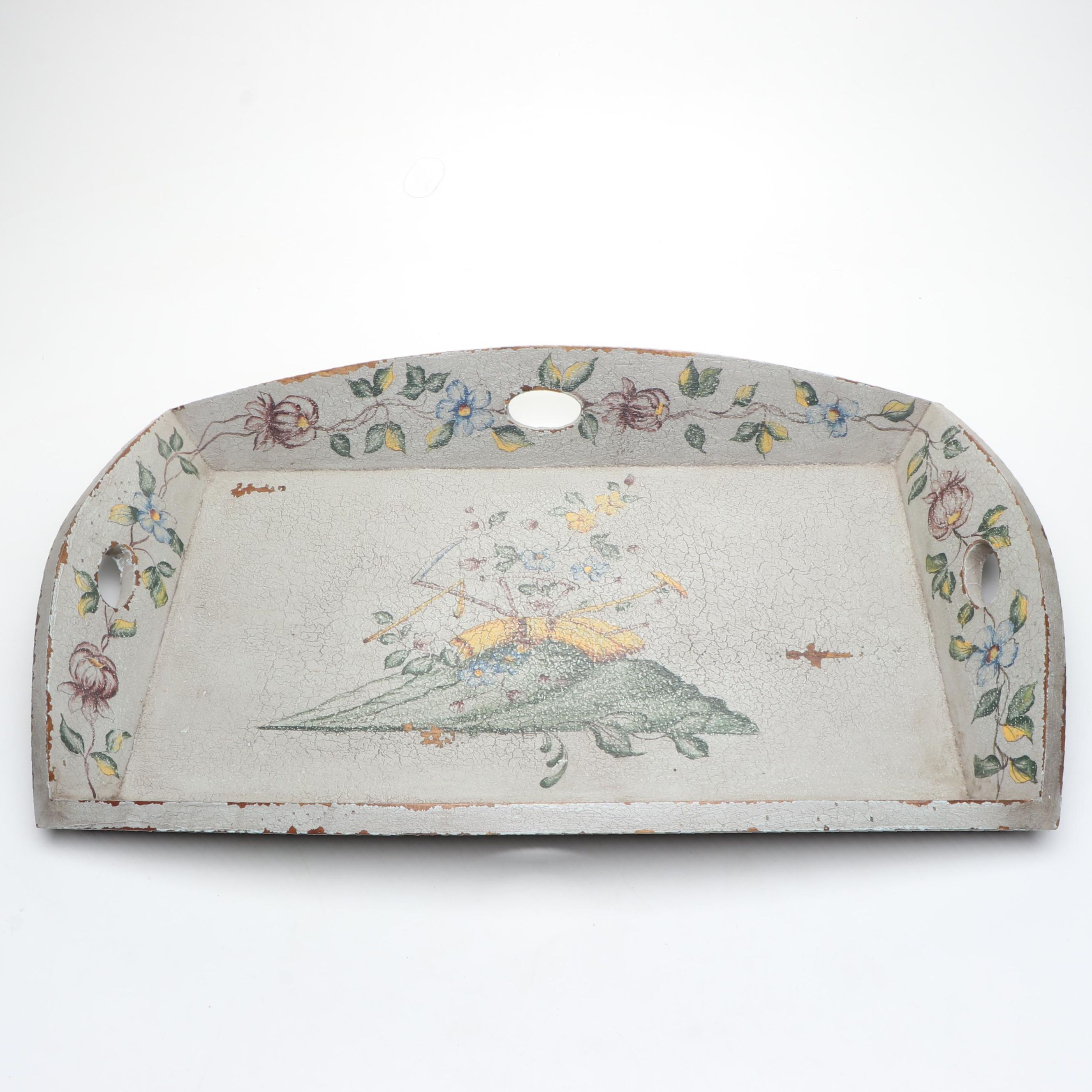 Victorian Style Painted Wooden Tray