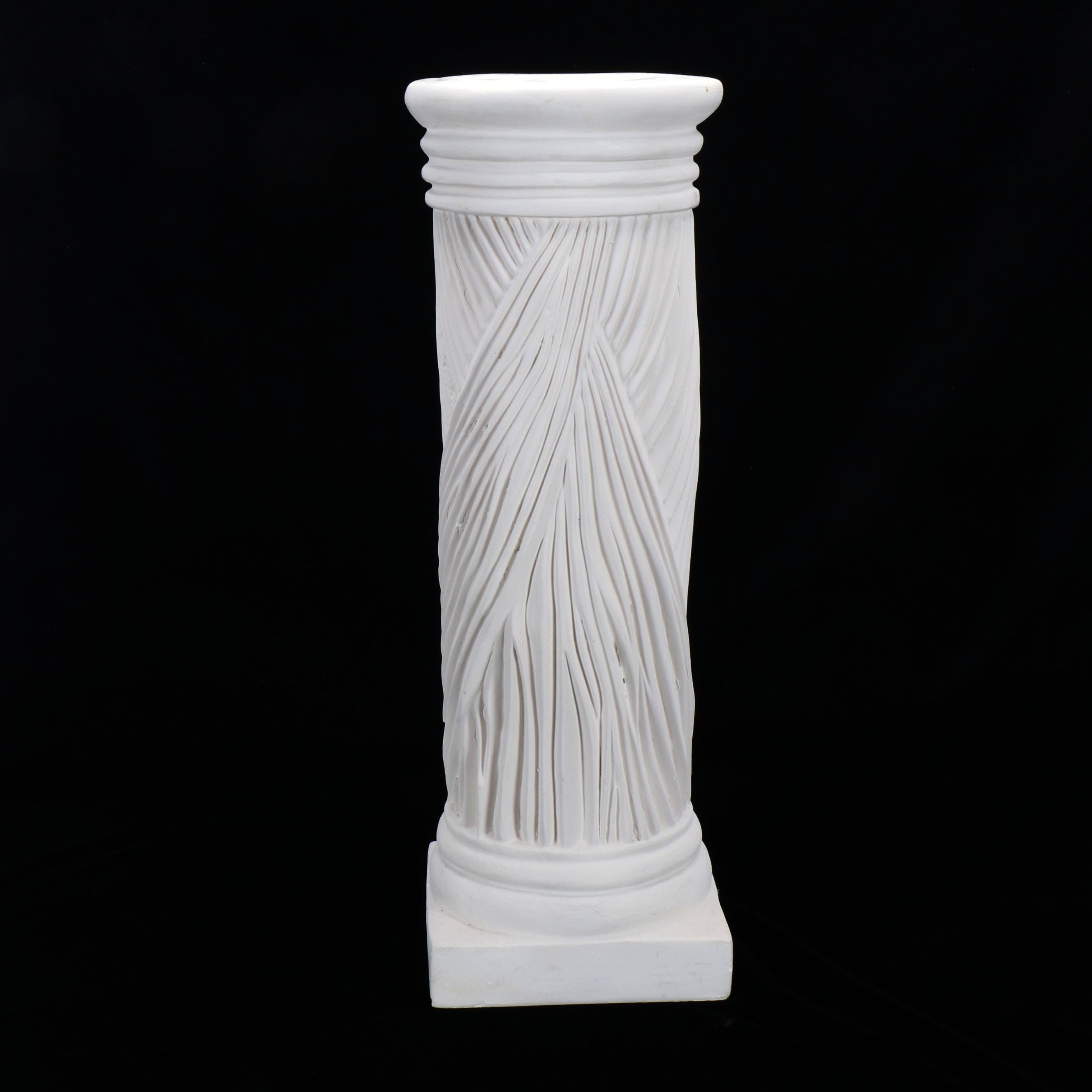 Mexican-Made Painted Cast Plaster Contemporary Pillar Plant Stand