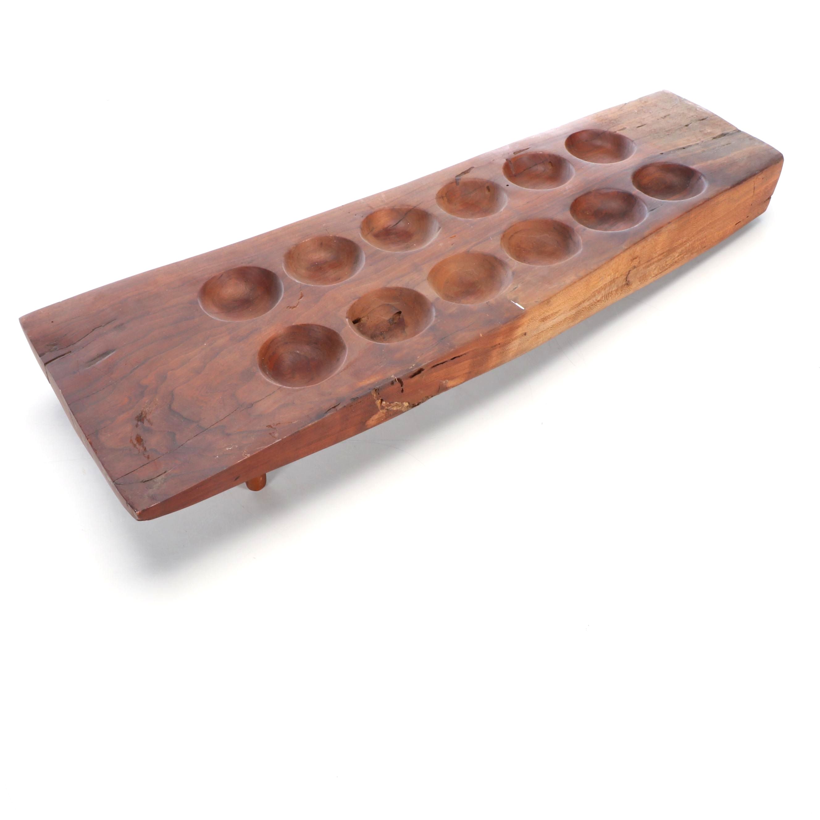 Robert Beaven Handcrafted Wood Mancala Footed Game Board
