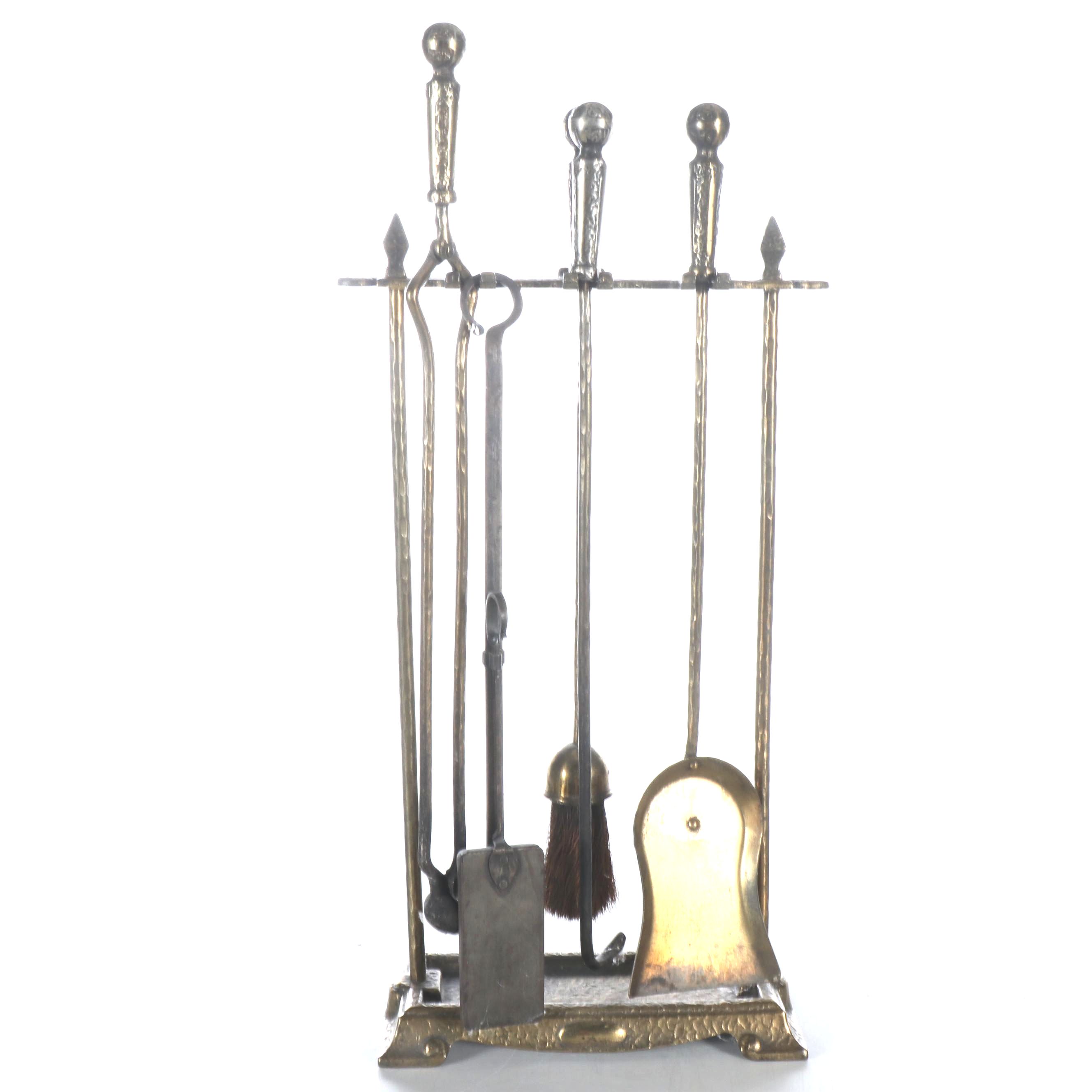 Cahill Arts & Crafts Forged and Hammered Fireplace Tool Set, c. 1910