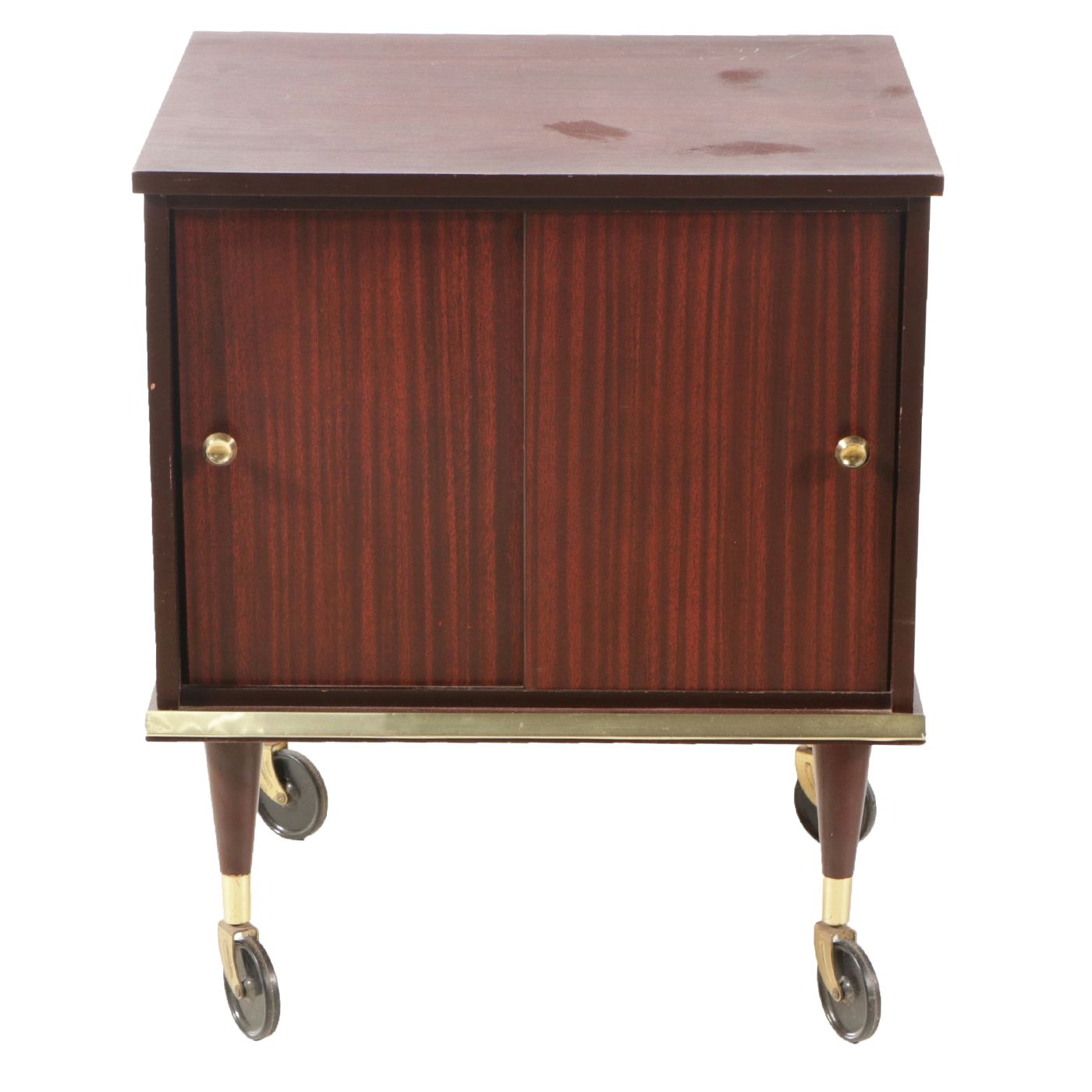 Mid Century Modern Mahogany Cabinet on Casters