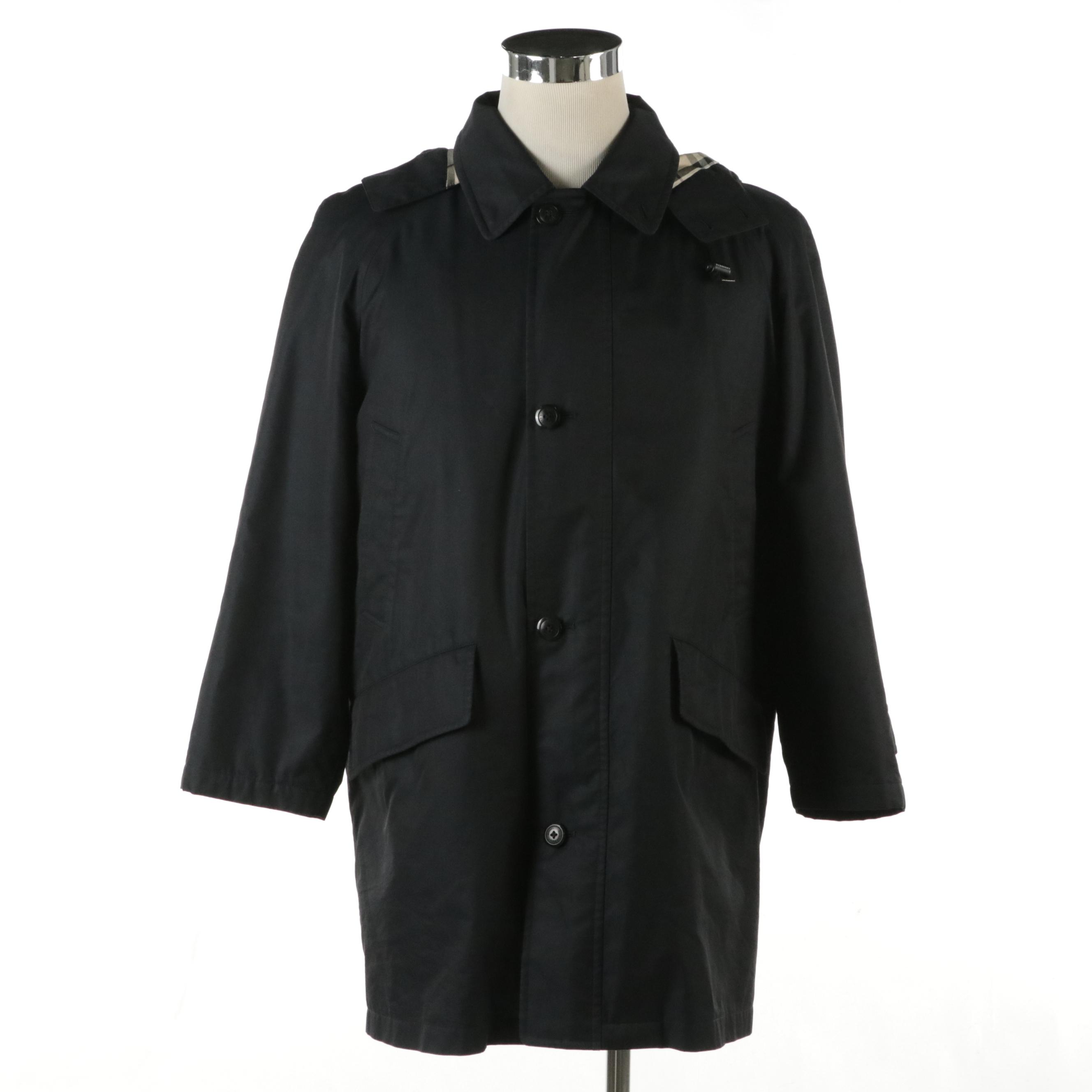 Men's Burberry London Cotton Blend Raincoat with Quilted Liner