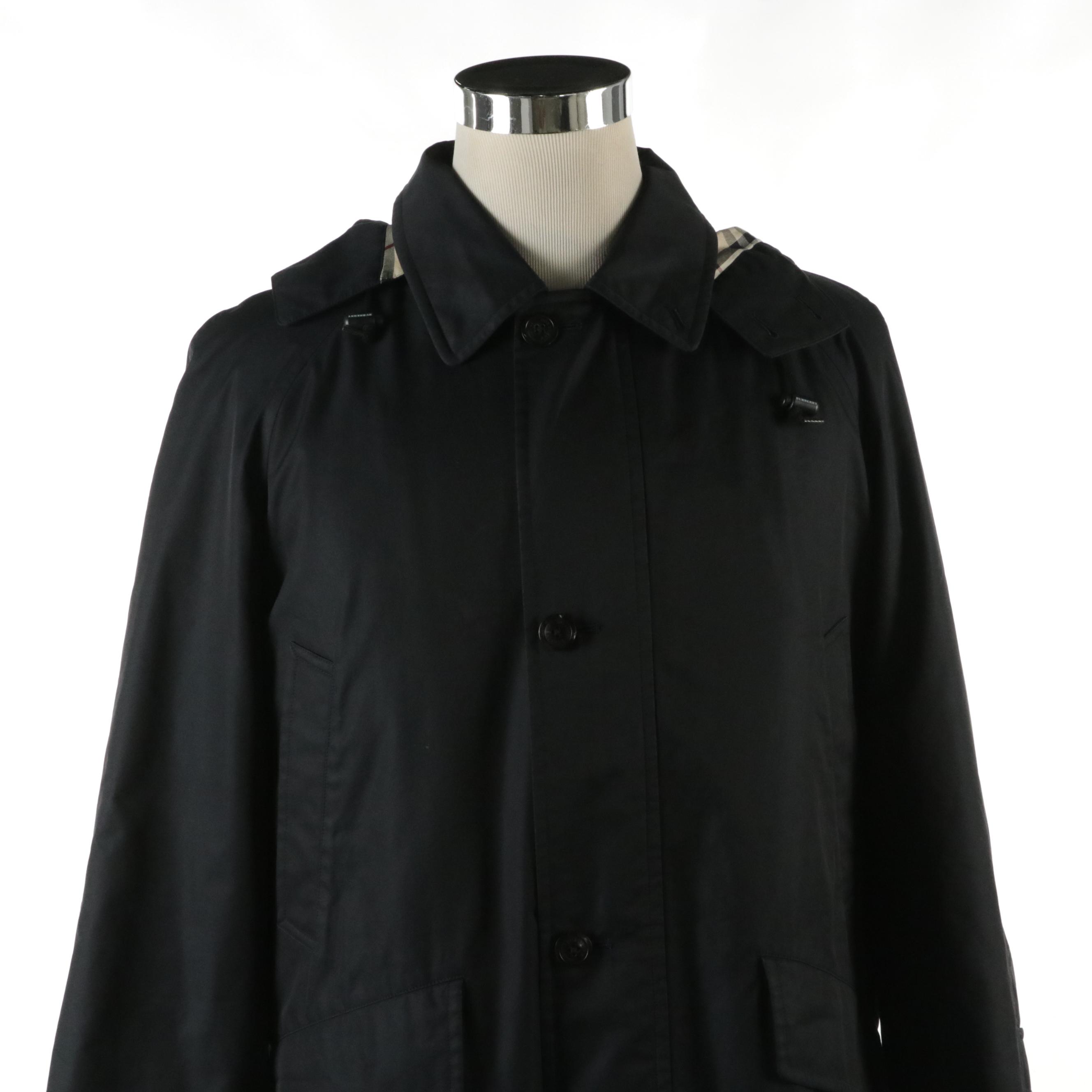 Men's Burberry London Cotton Blend Raincoat with Quilted Liner