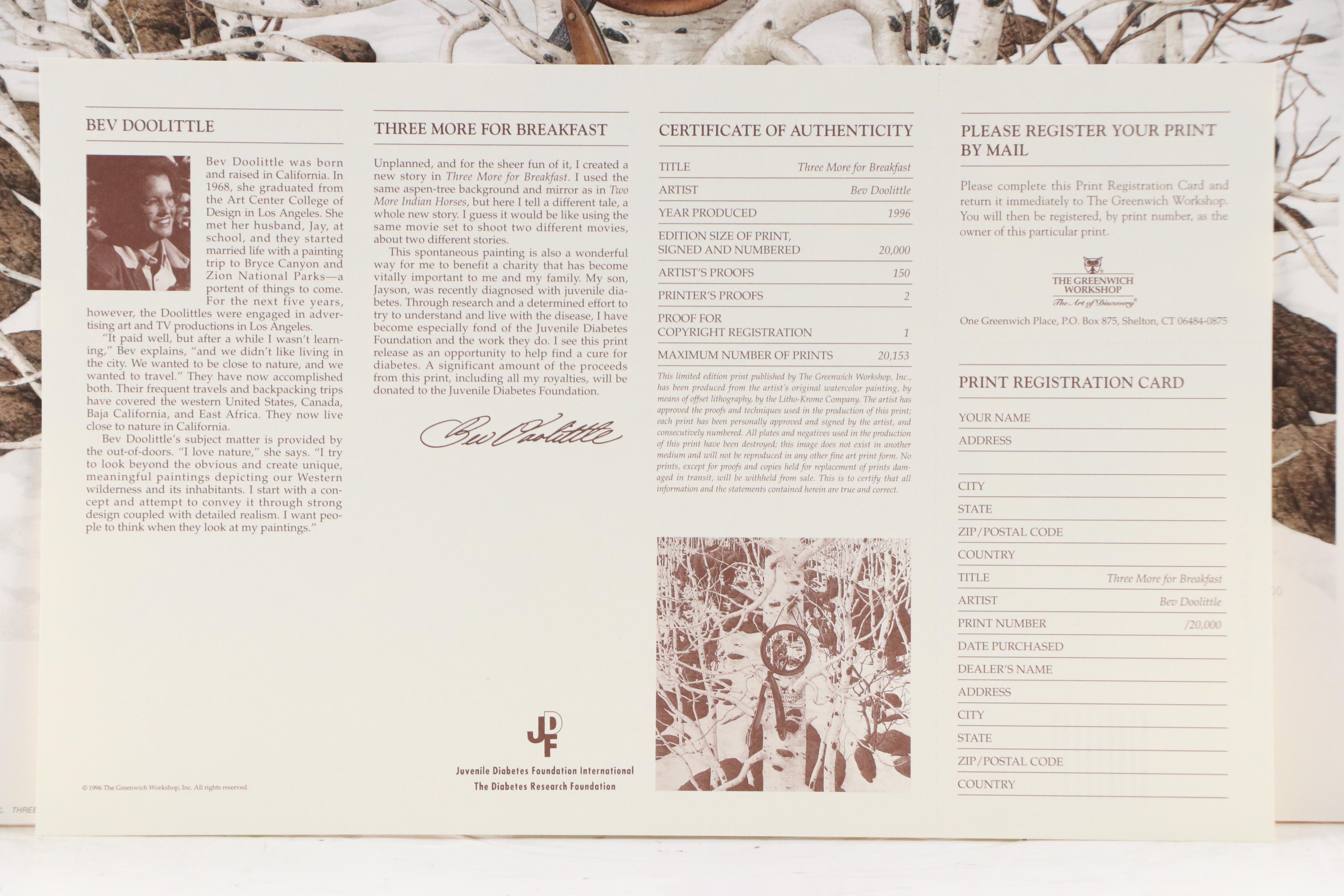 Bev Doolittle Offset Lithograph "There's Magic in the Unexpected"