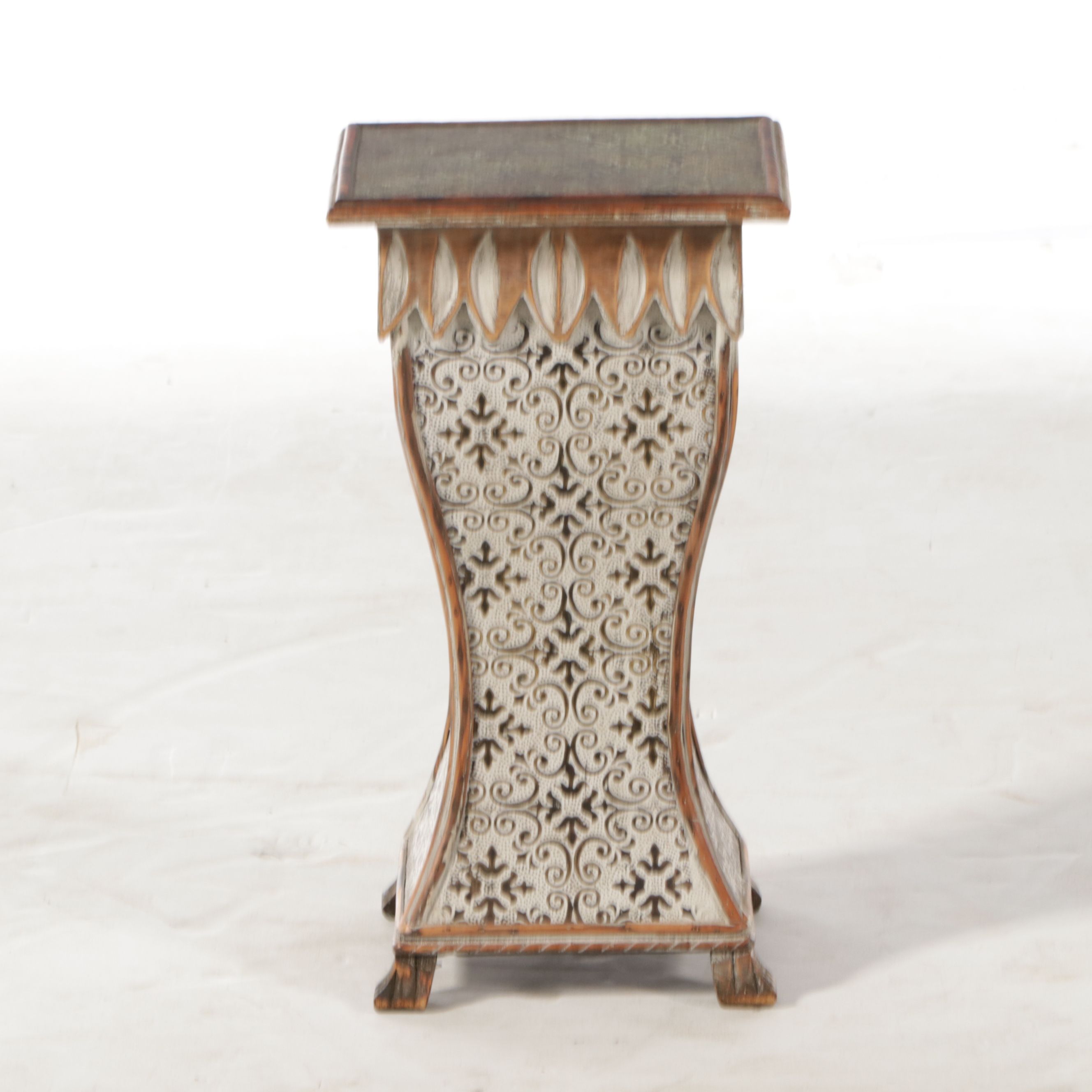 Embossed Tin Pillar Form Accent Table