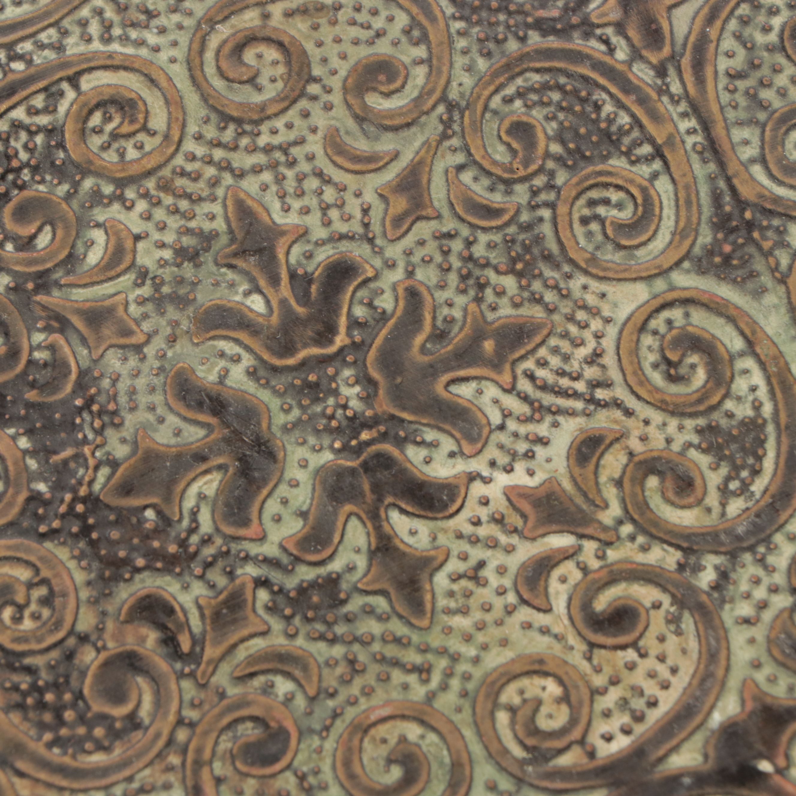 Embossed Tin Pillar Form Accent Table