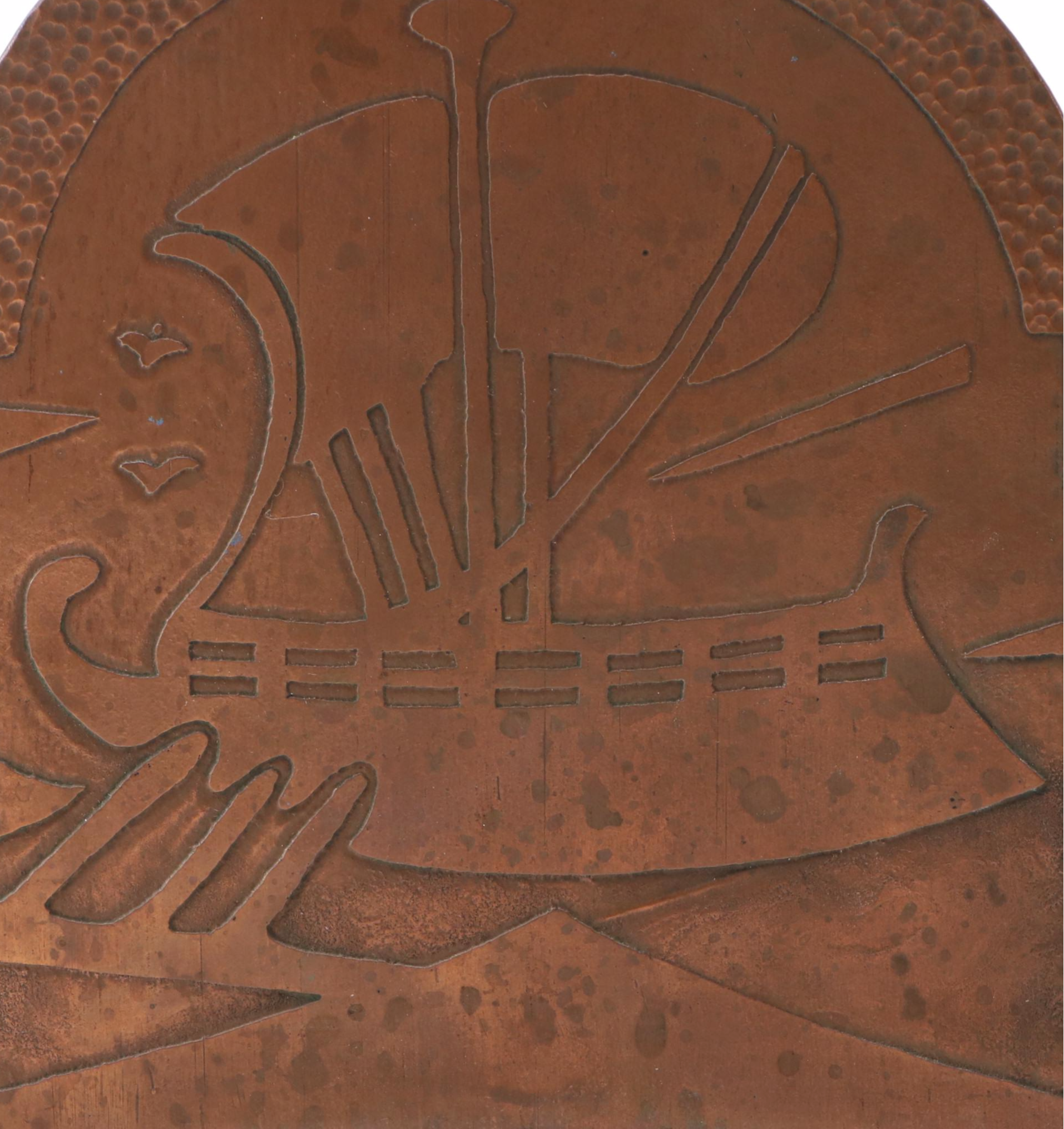 Arts and Crafts Style Hammered Metal Ship Bookends, Early 20th Century