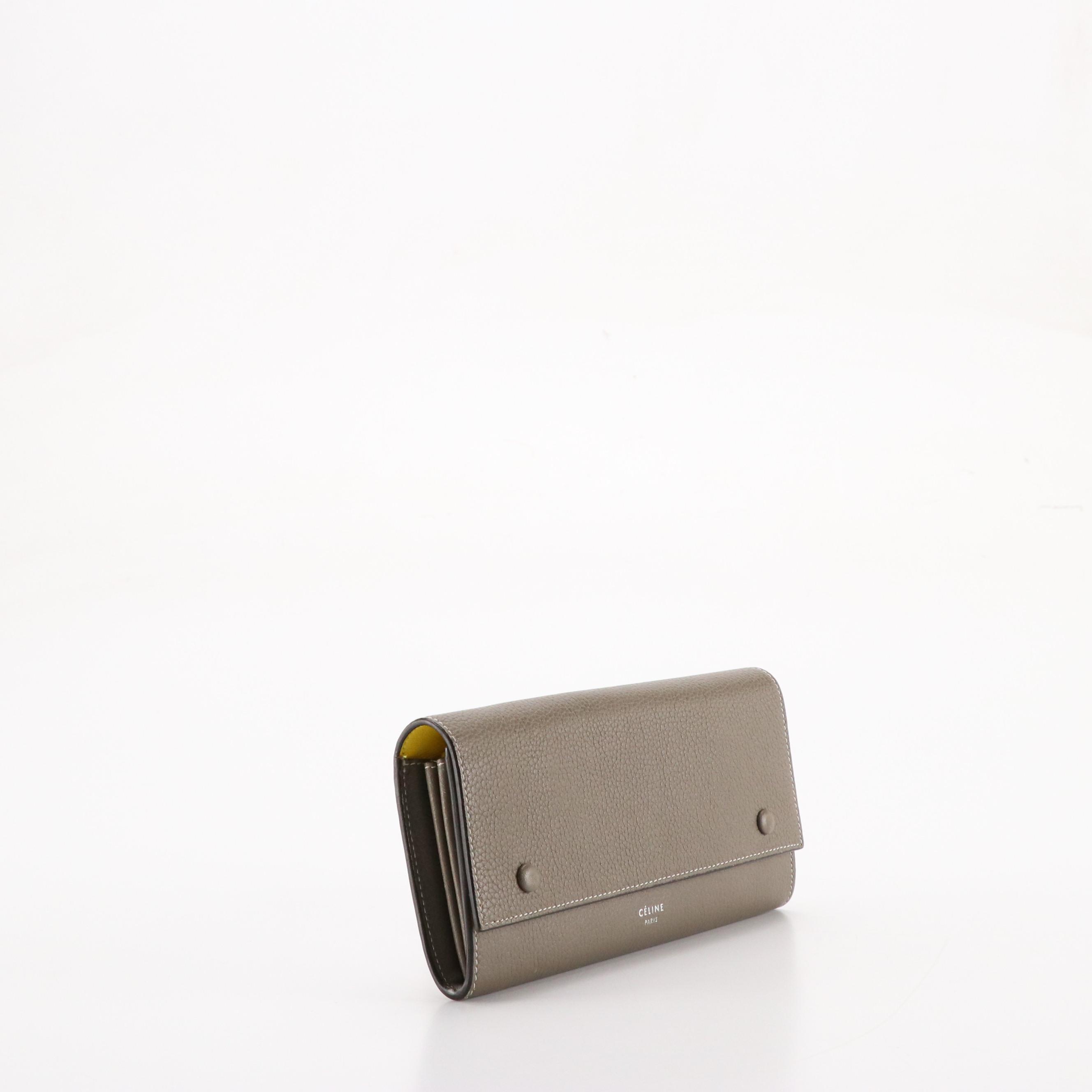 Celine Flap Multifunction Large Wallet in Drummed Leather