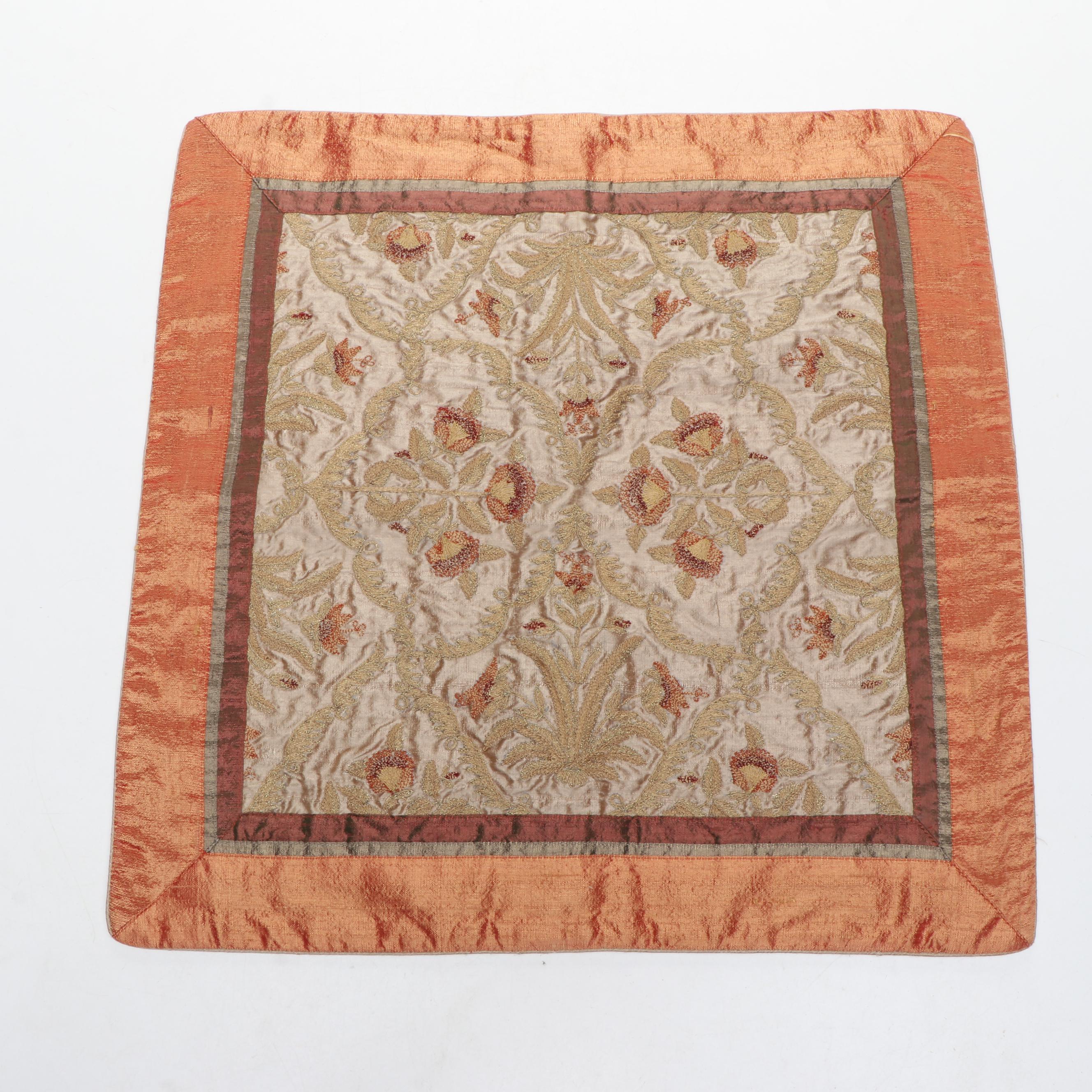 Embroidered Silk Dupioni Pillow Covers