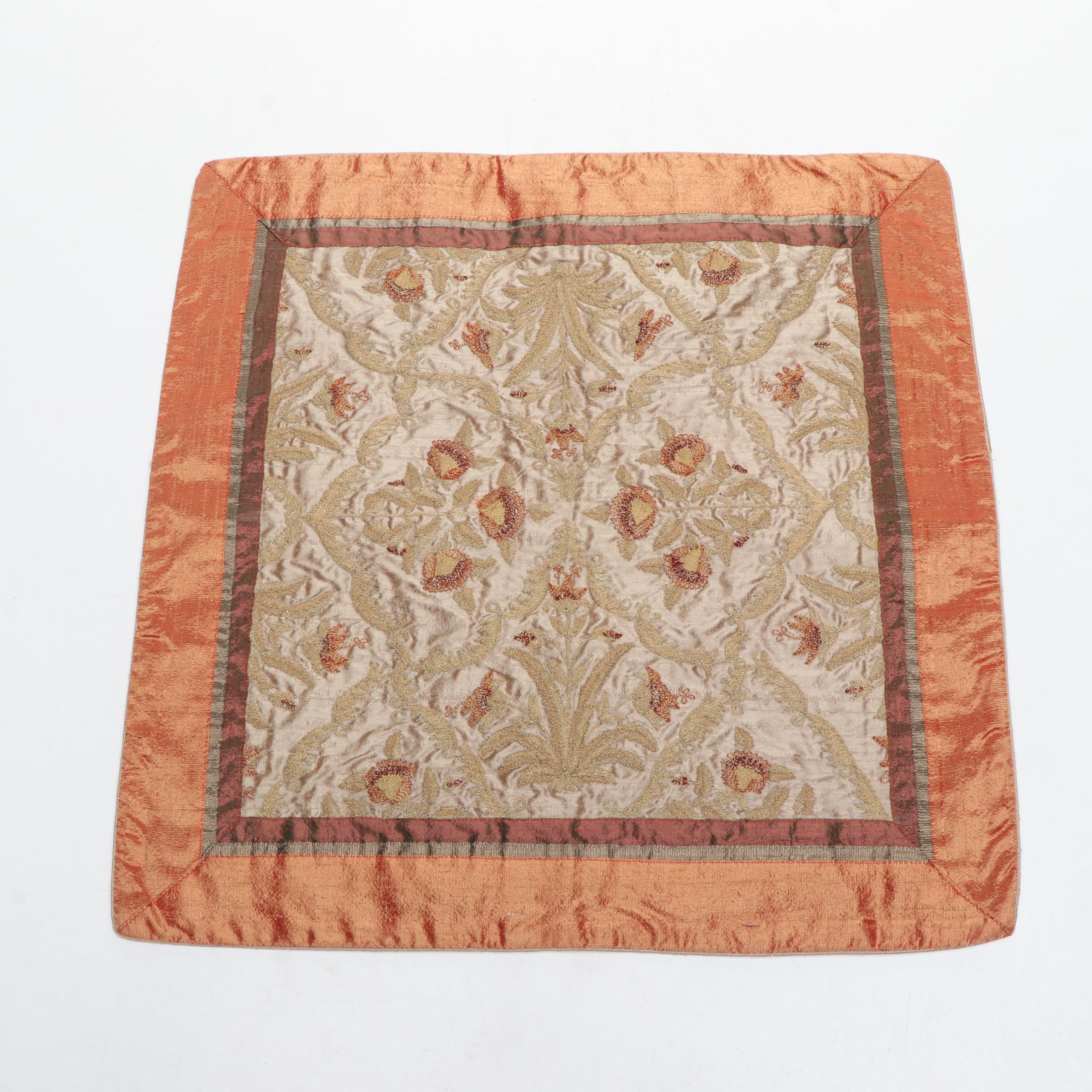 Embroidered Silk Dupioni Pillow Covers