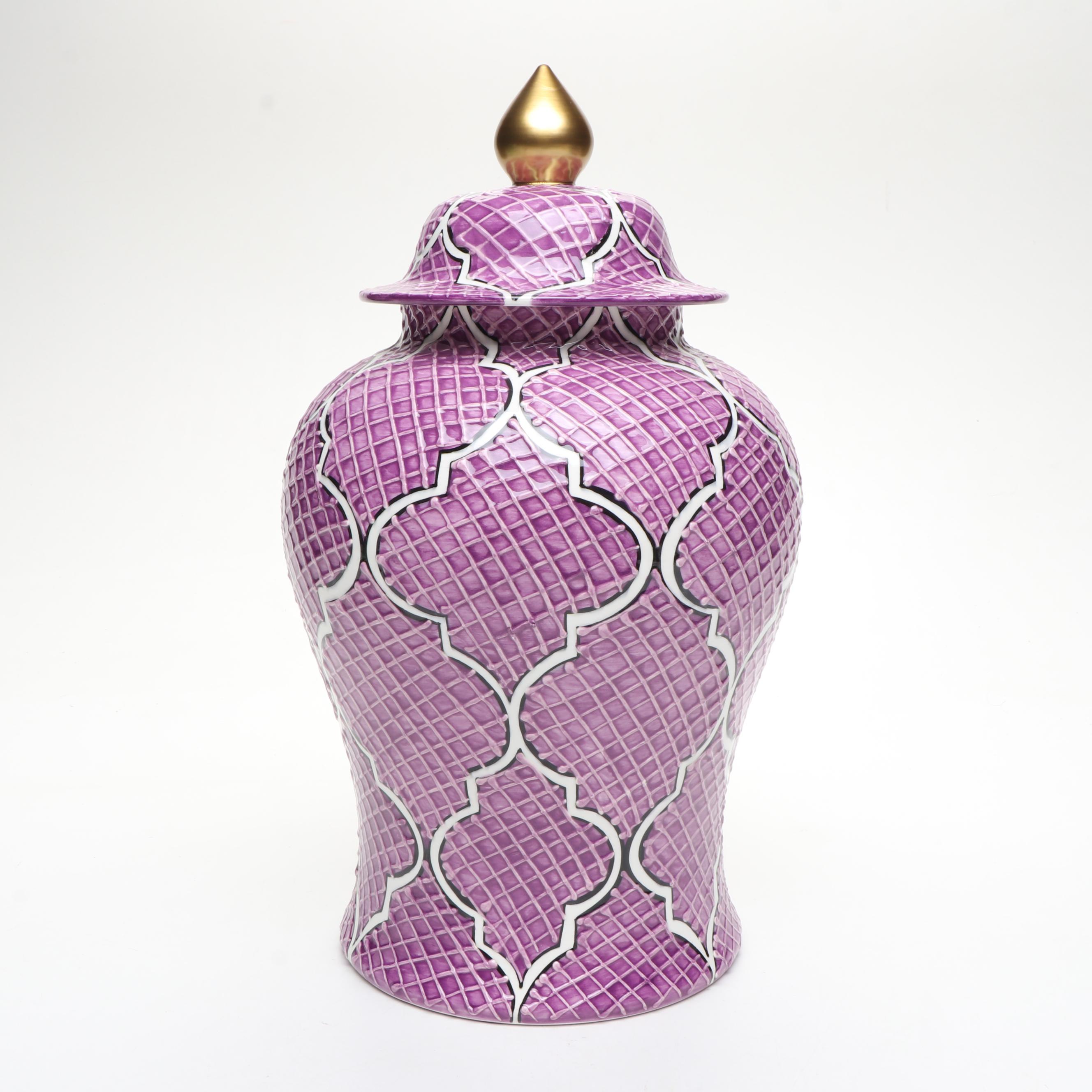 Saleen Art Handmade Ginger Jar with Blown Glass Swirl Bowl