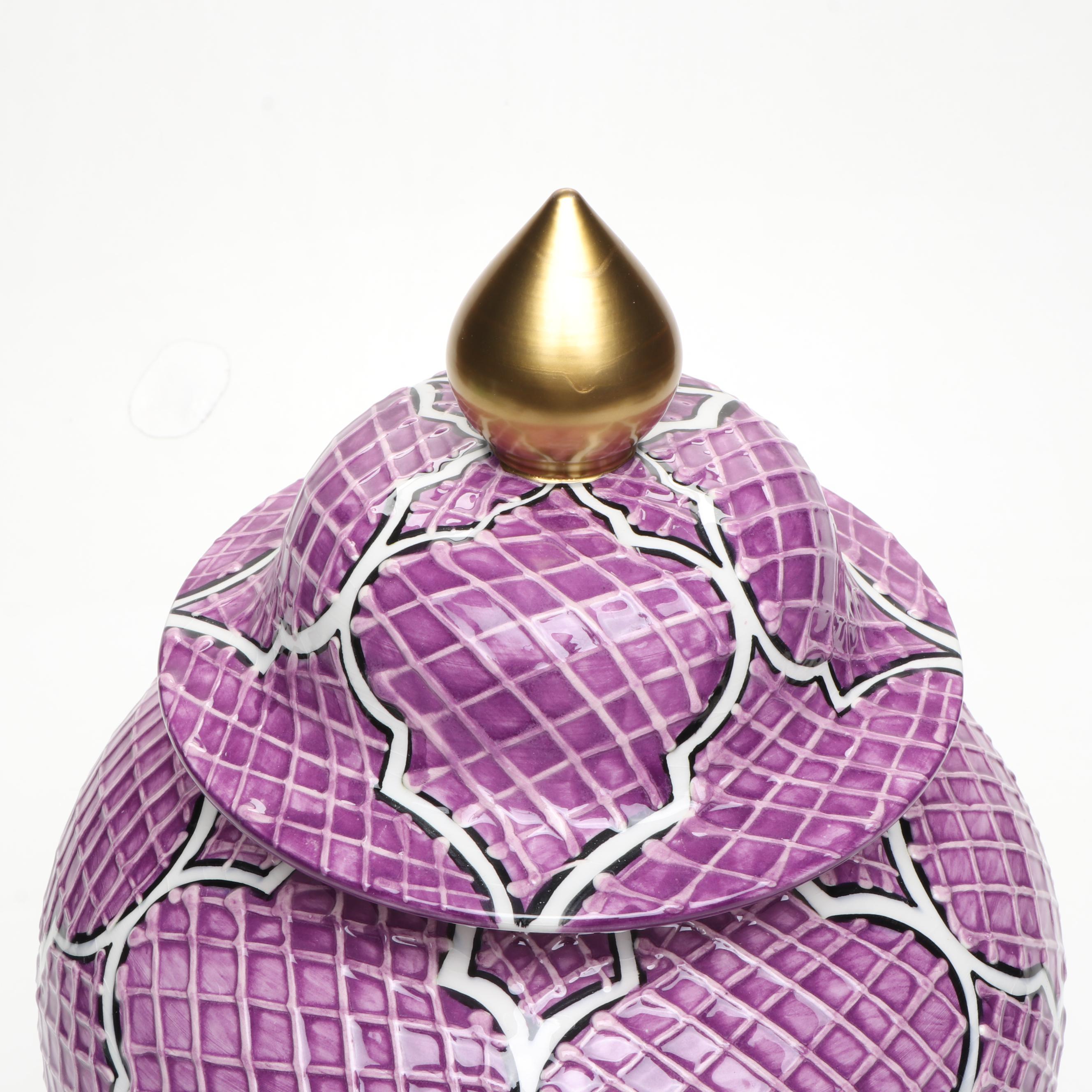 Saleen Art Handmade Ginger Jar with Blown Glass Swirl Bowl