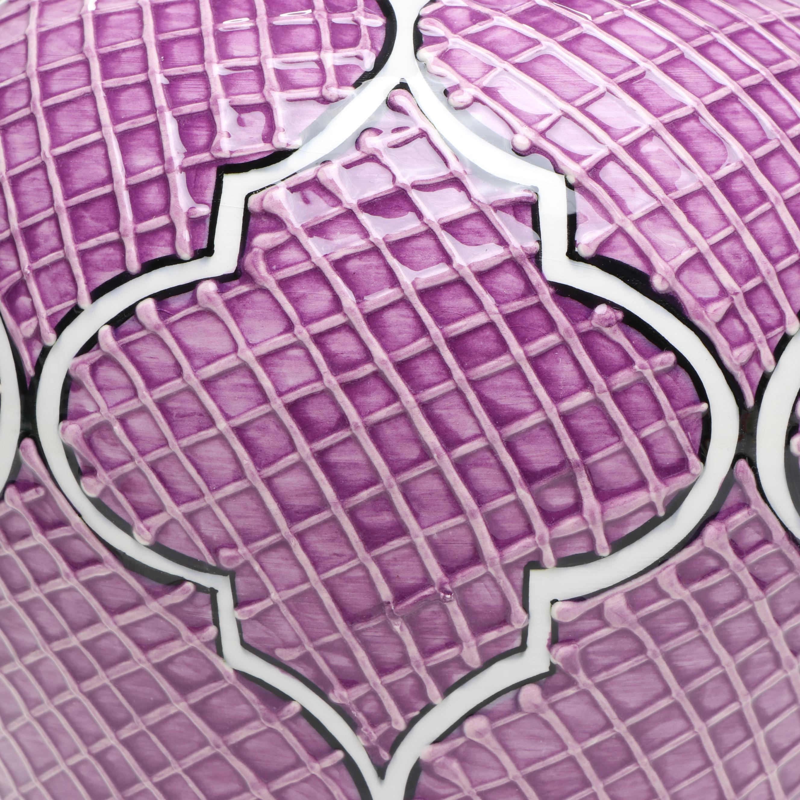 Saleen Art Handmade Ginger Jar with Blown Glass Swirl Bowl