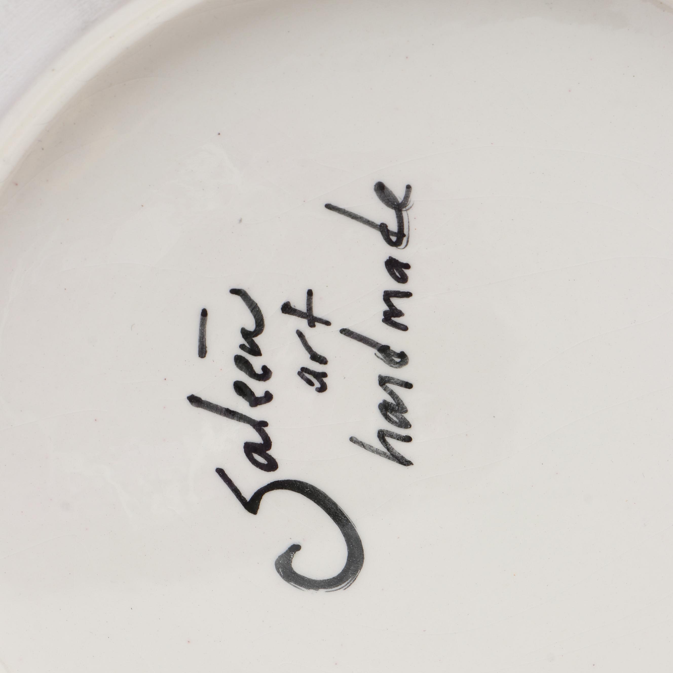 Saleen Art Handmade Ginger Jar with Blown Glass Swirl Bowl