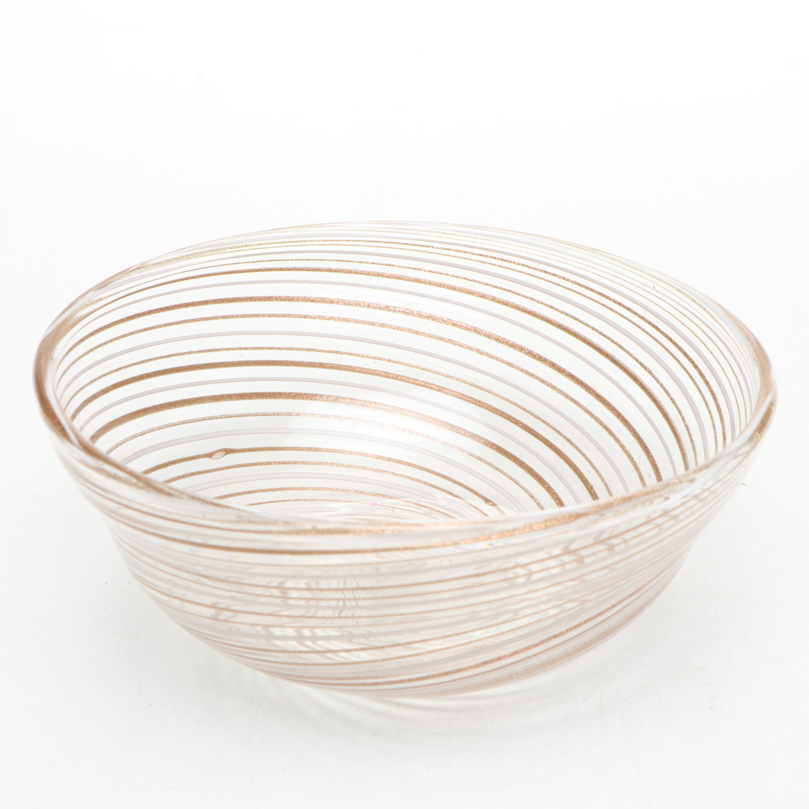 Saleen Art Handmade Ginger Jar with Blown Glass Swirl Bowl