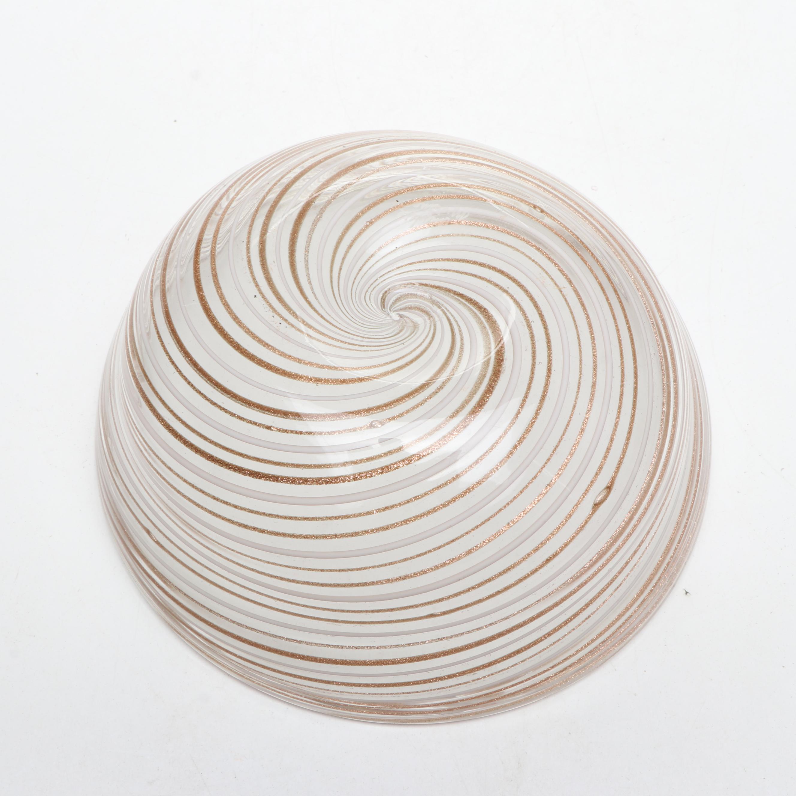 Saleen Art Handmade Ginger Jar with Blown Glass Swirl Bowl