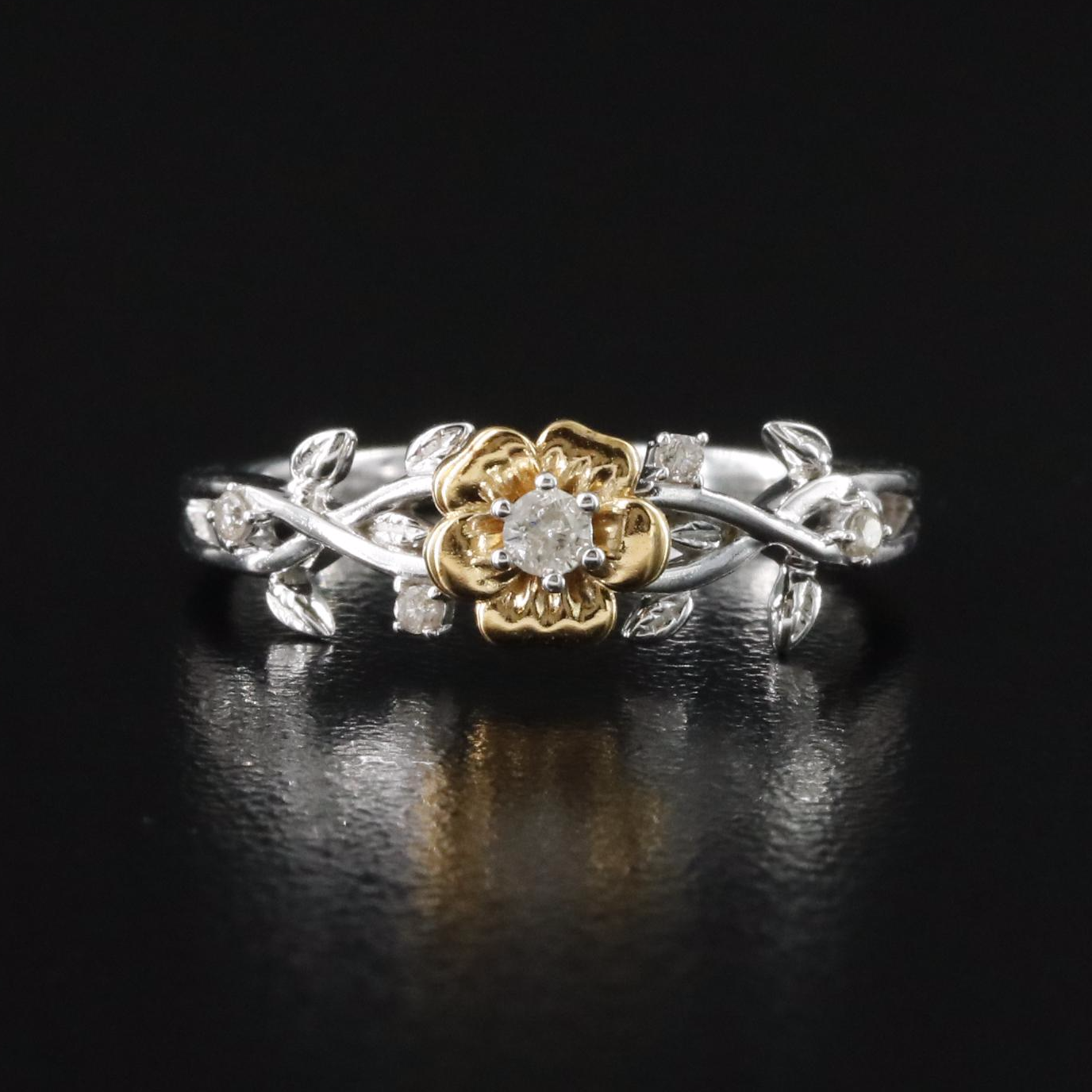 Sterling Diamond Rose Ring
