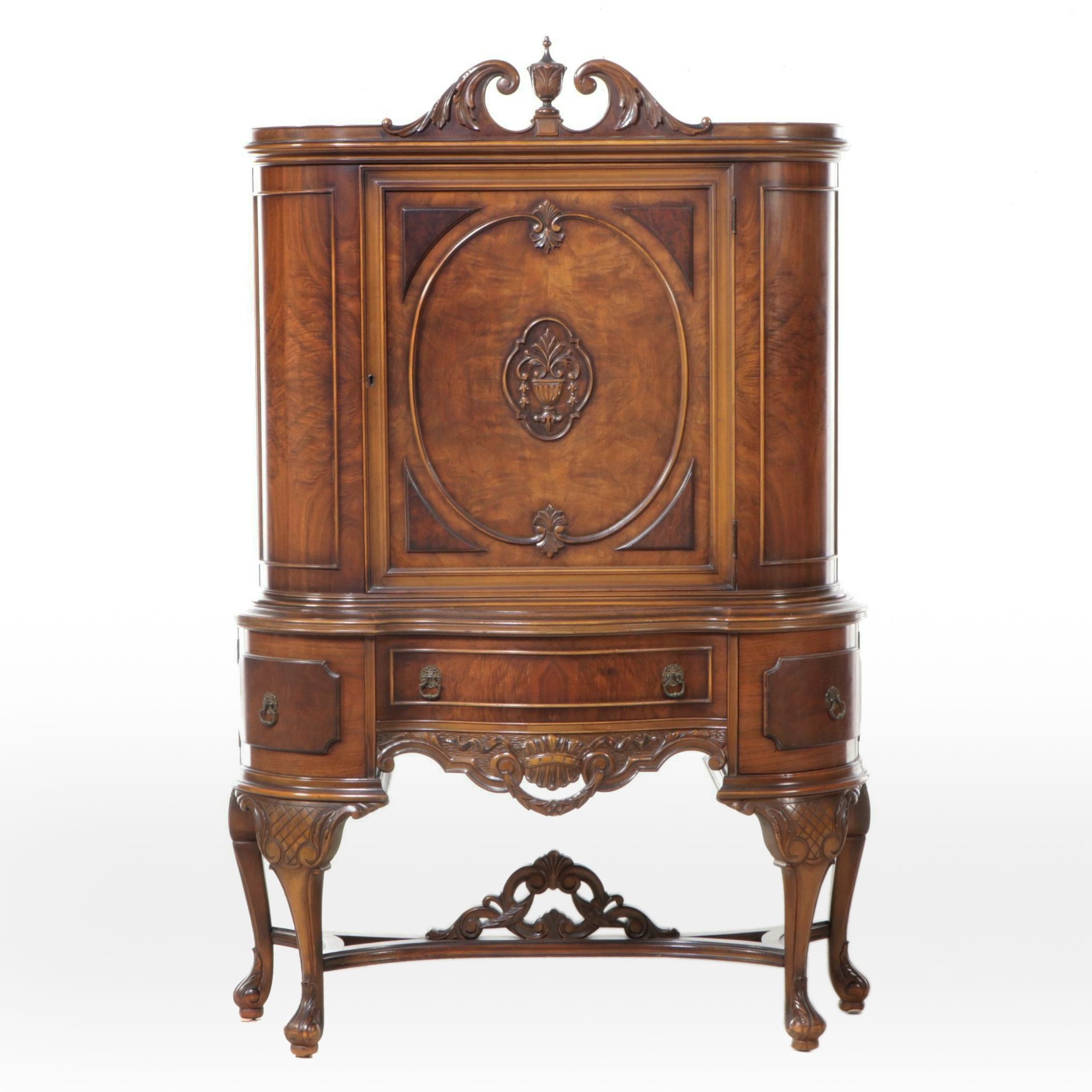 Louis XV Style Burl Wood and Walnut China Cabinet, Mid-20th Century