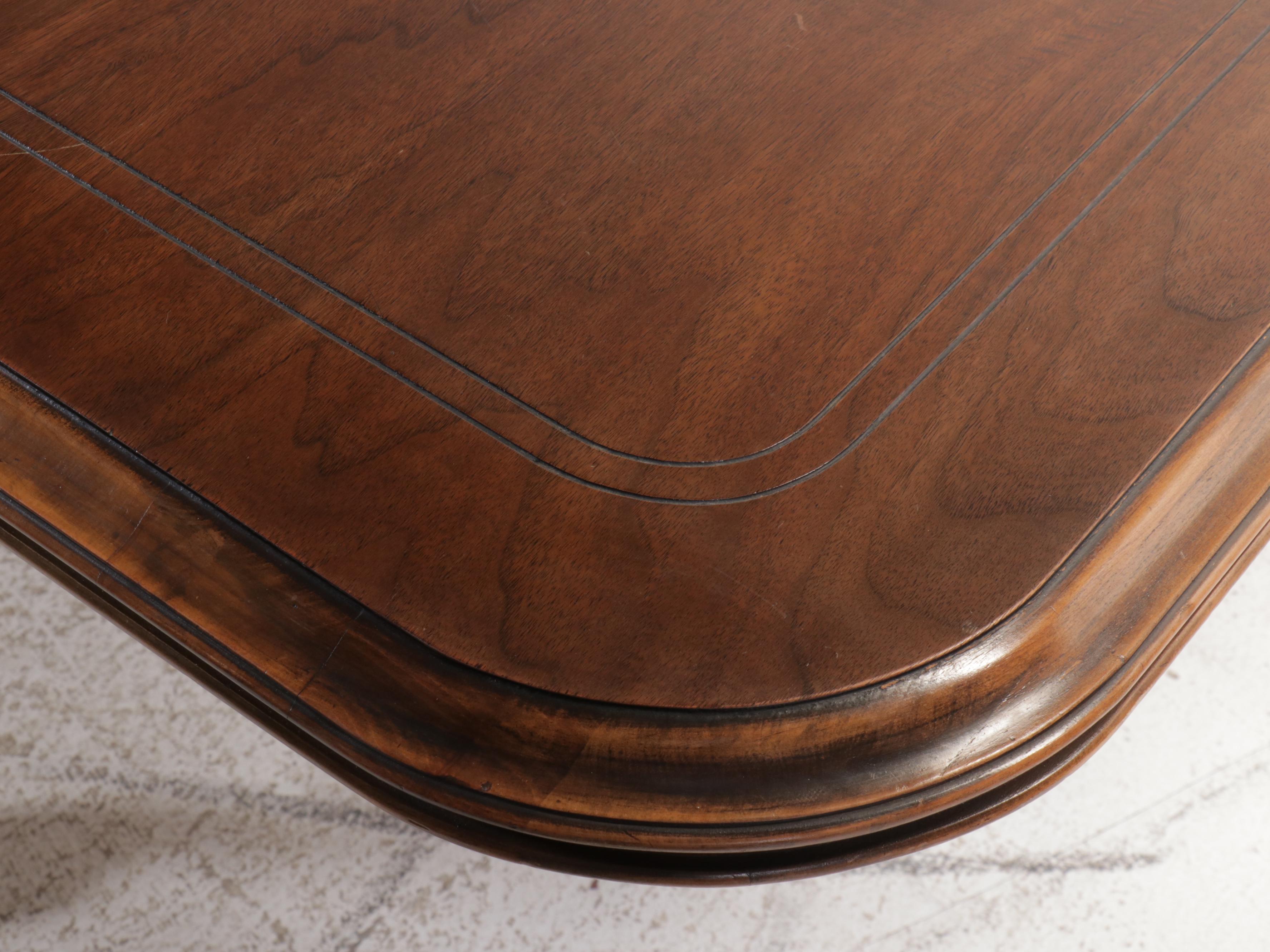 French Provincial Style Walnut Dining Table and Needlepoint Upholstered Chairs