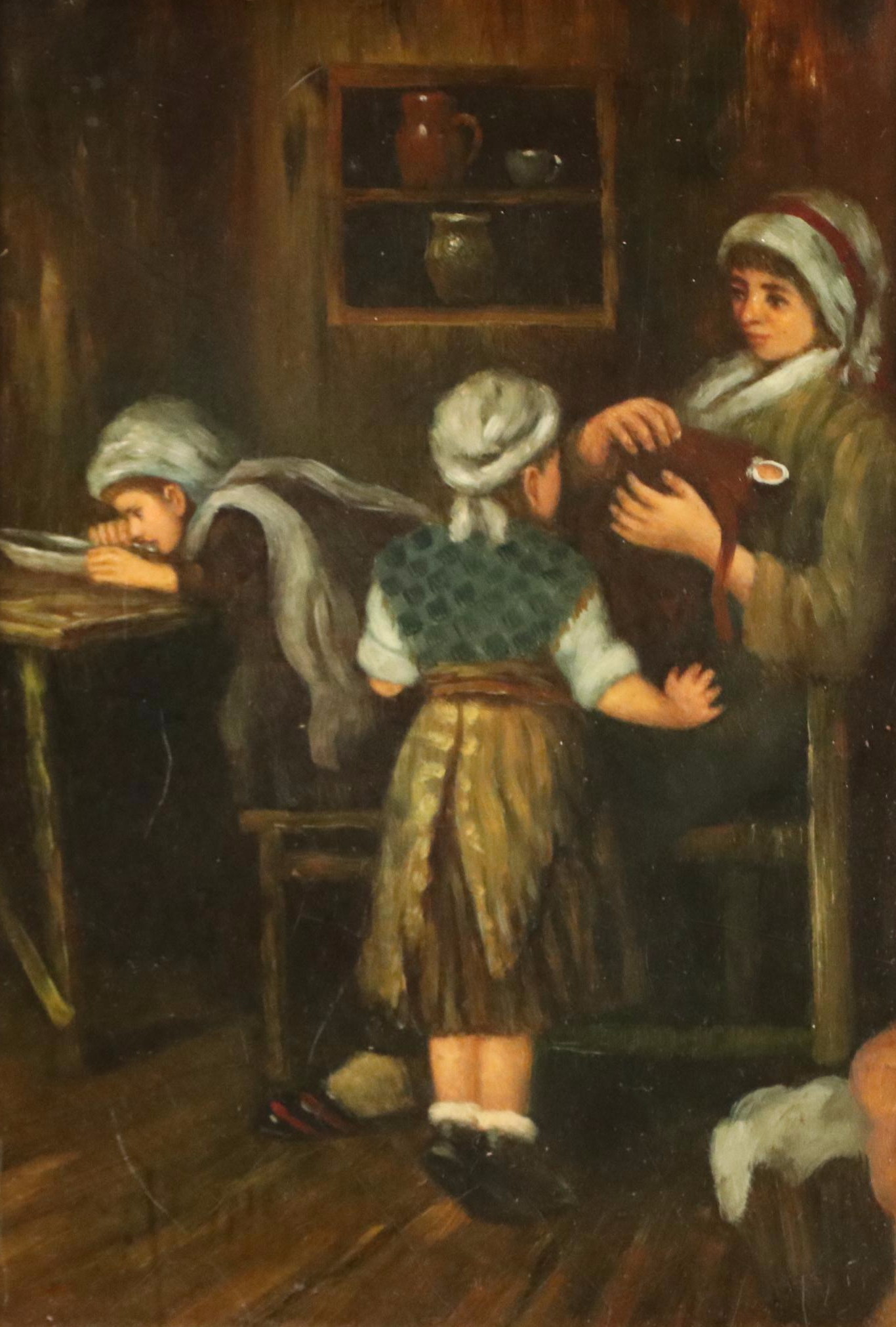 Dutch Style Interior Genre Scene Oil Painting