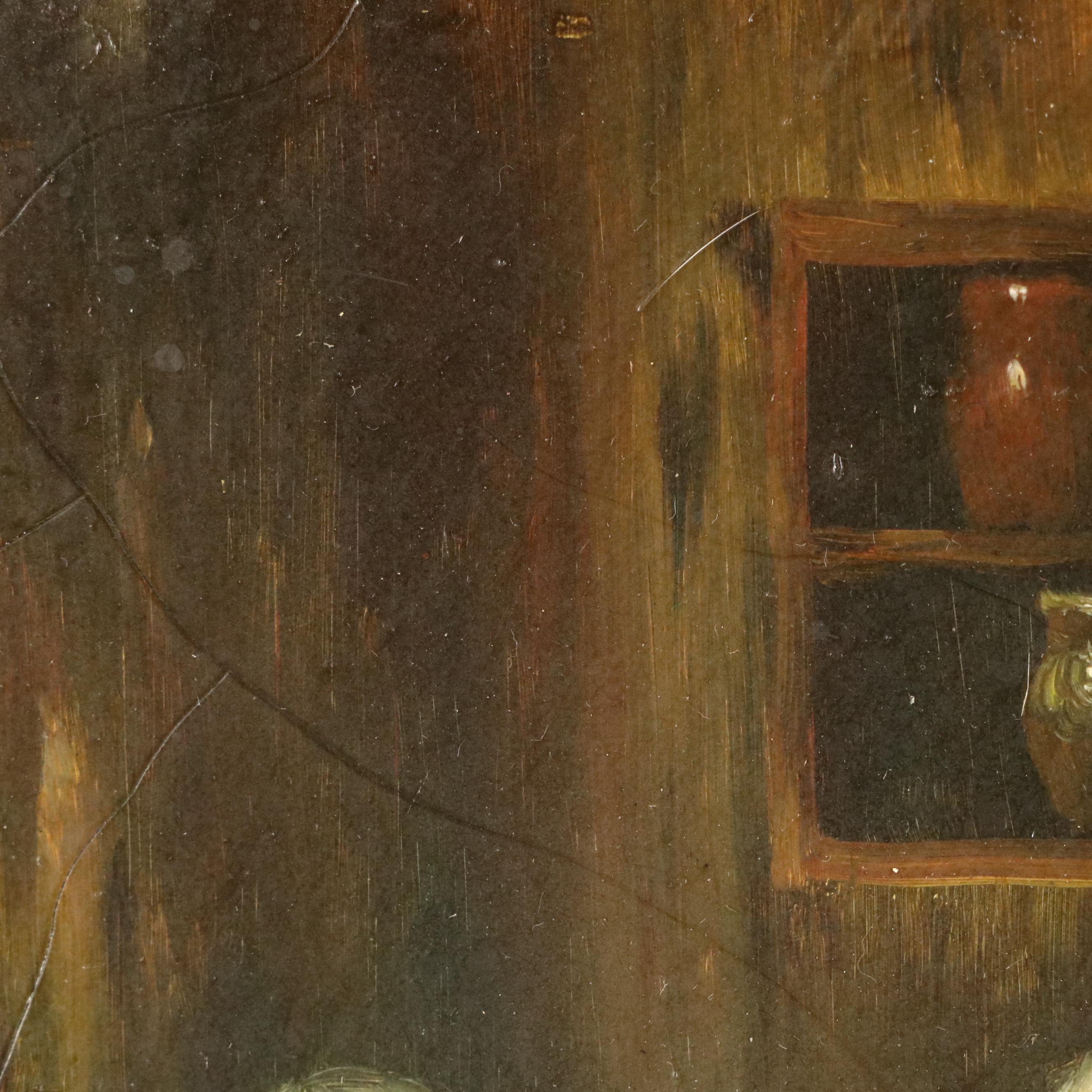 Dutch Style Interior Genre Scene Oil Painting