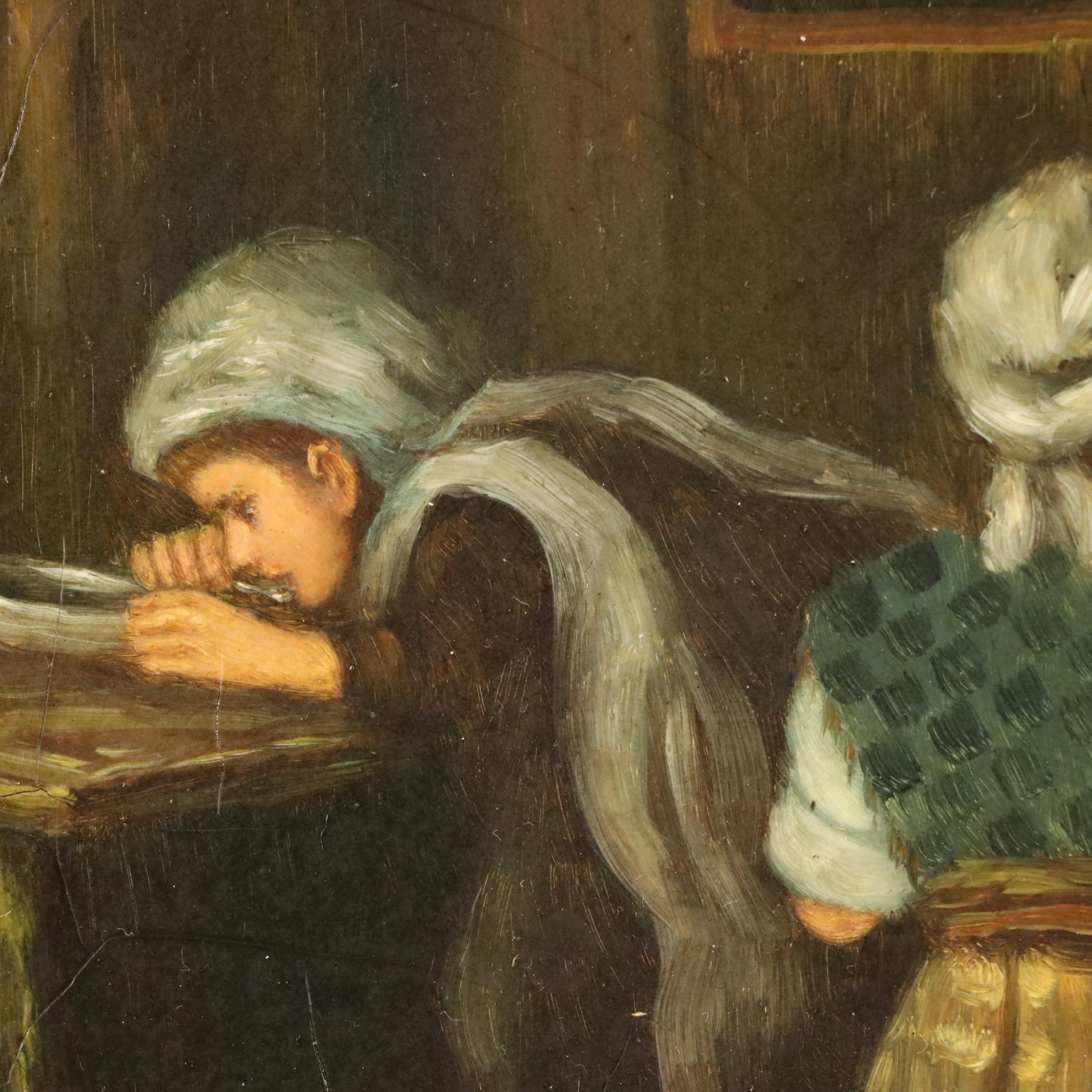 Dutch Style Interior Genre Scene Oil Painting