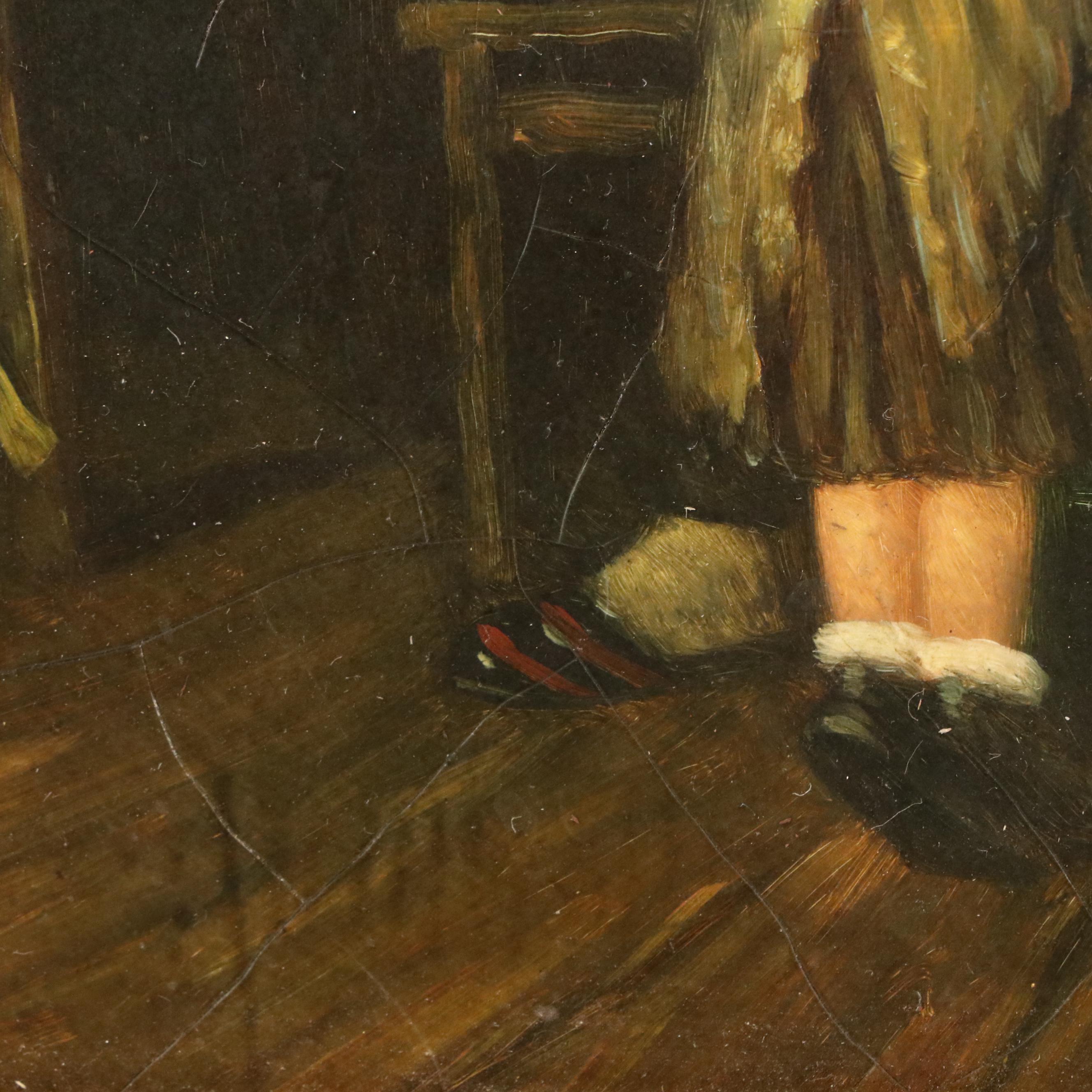 Dutch Style Interior Genre Scene Oil Painting