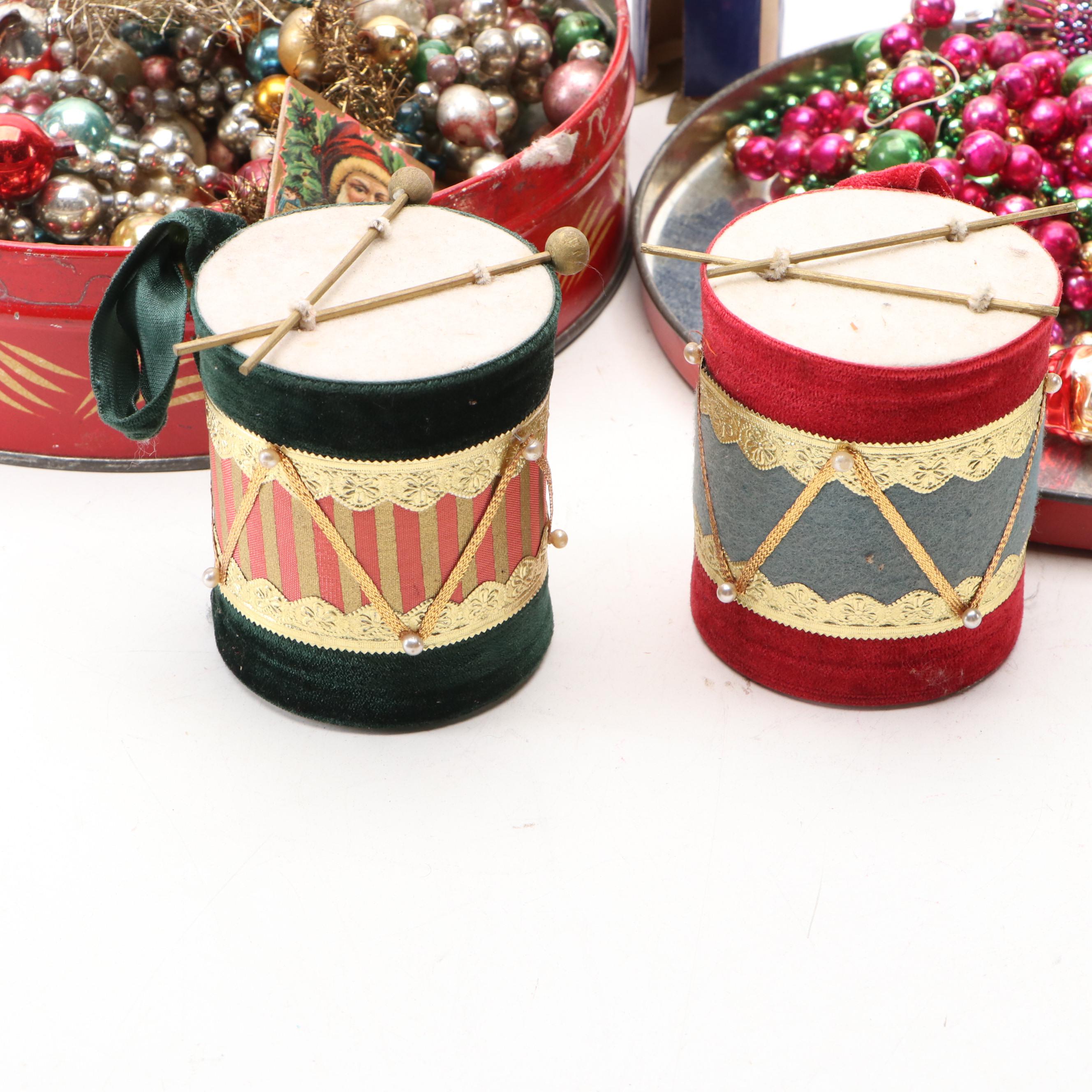 Mold Blown Ornaments with Mercury Garlands and Other Christmas Décor