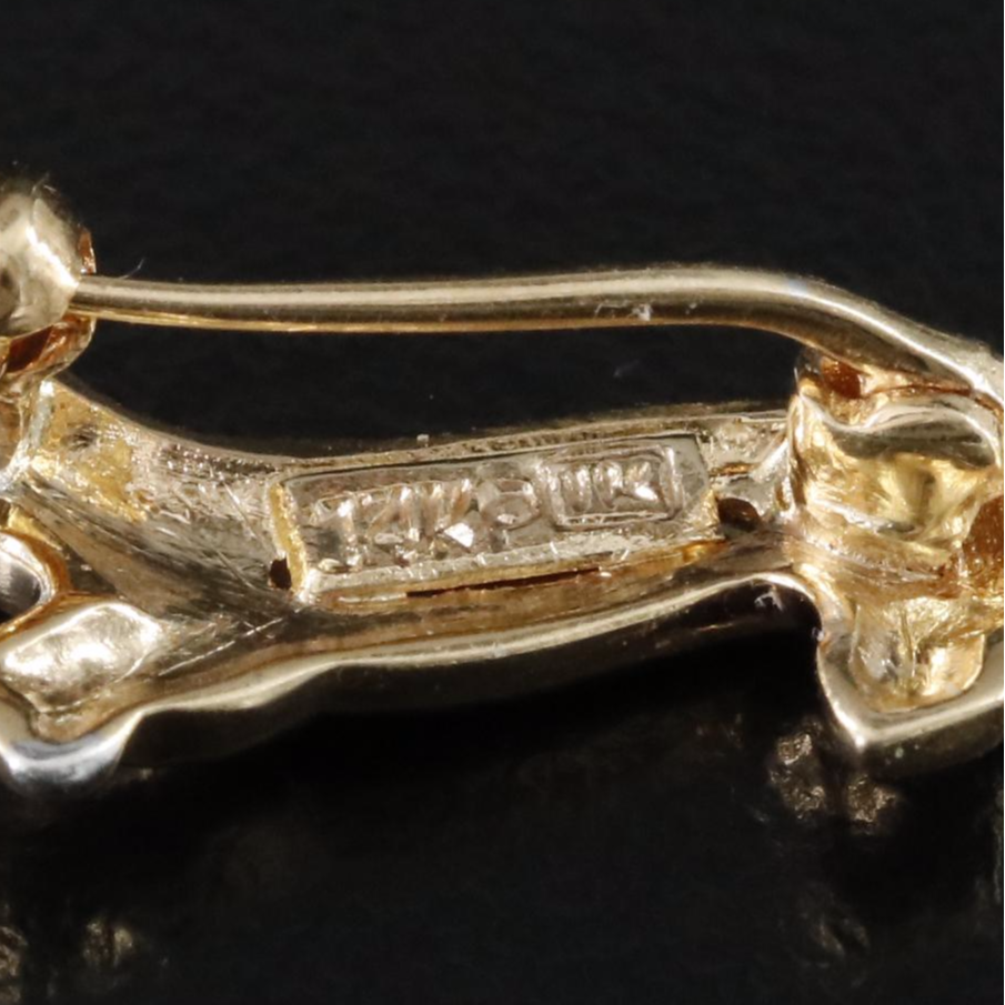 14K Diamond and Sapphire Dachshund Brooch
