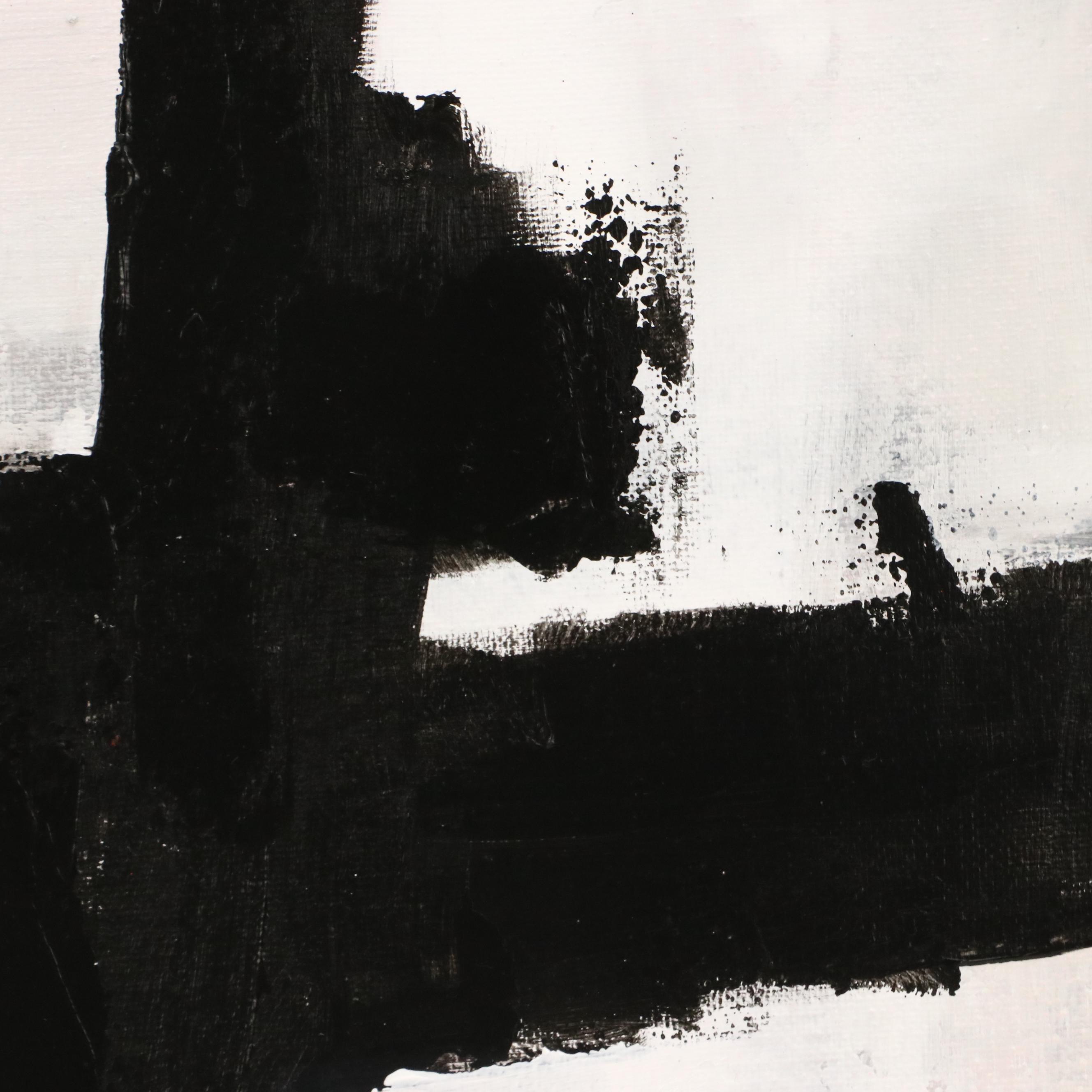 Milagros Pongo Abstract Mixed Media Painting "Black and White," 21st Century