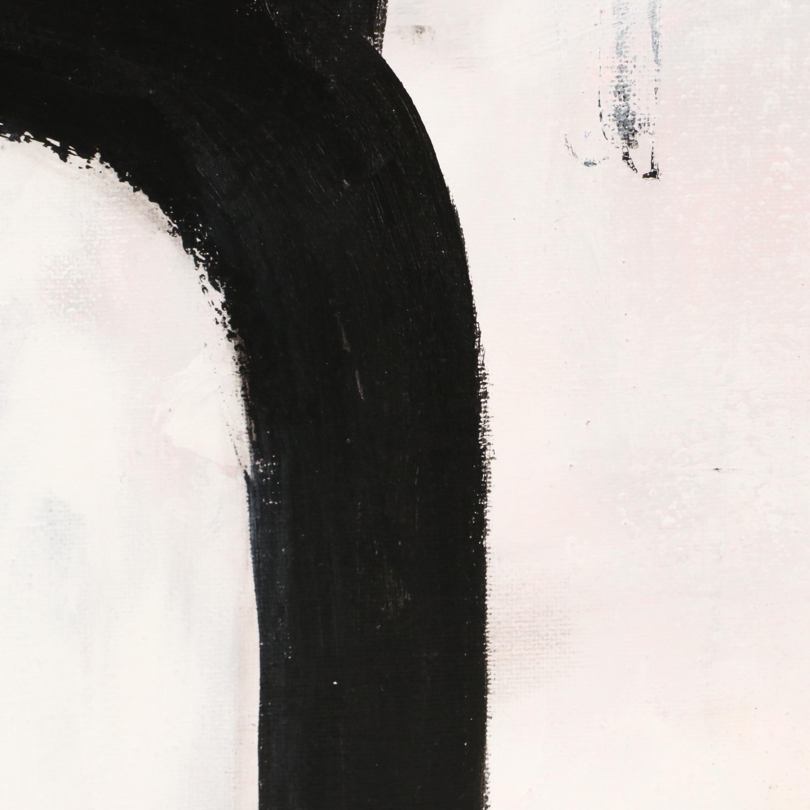 Milagros Pongo Abstract Mixed Media Painting "Black and White," 21st Century