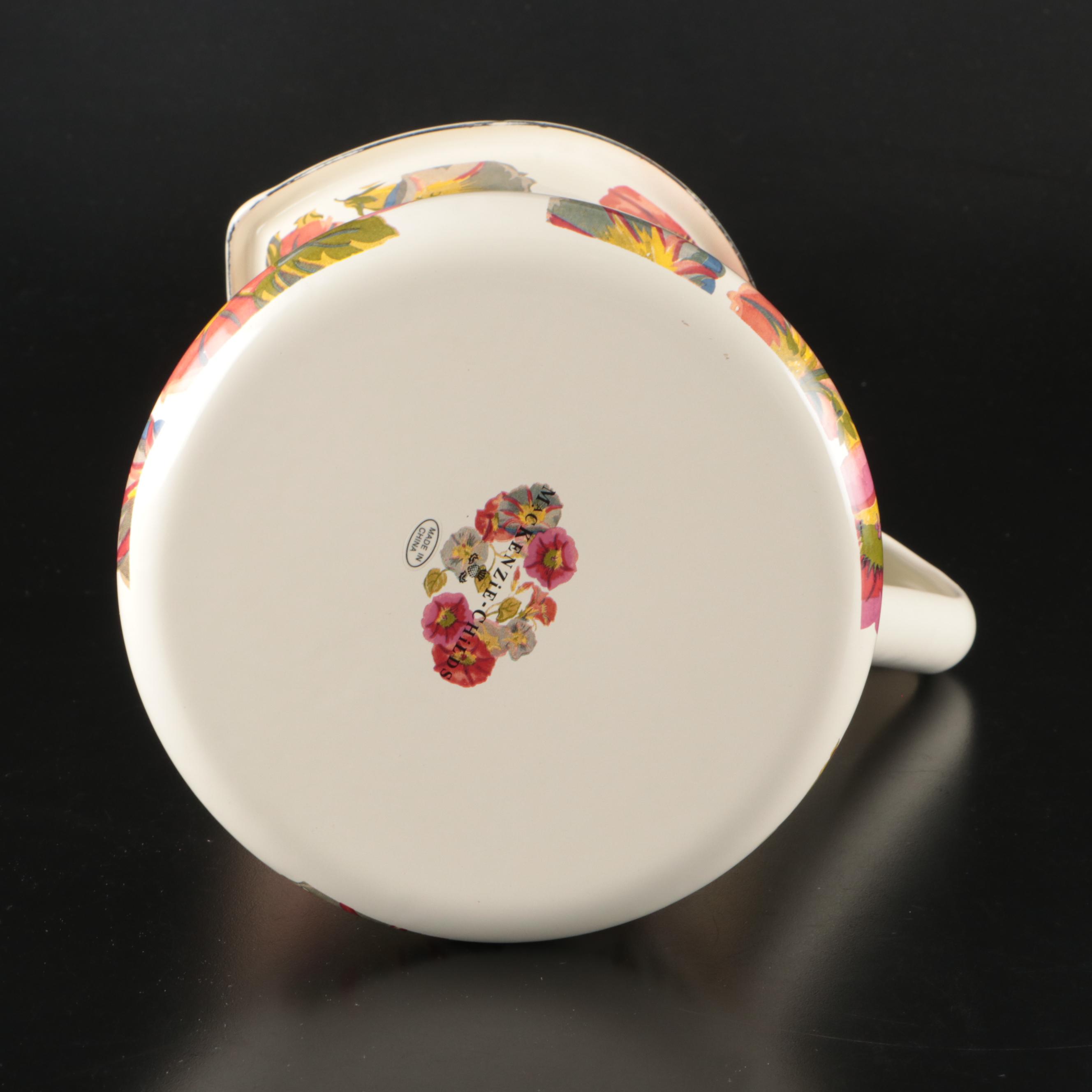 MacKenzie-Childs "Morning Glory" Enamelware Pitcher and Mugs