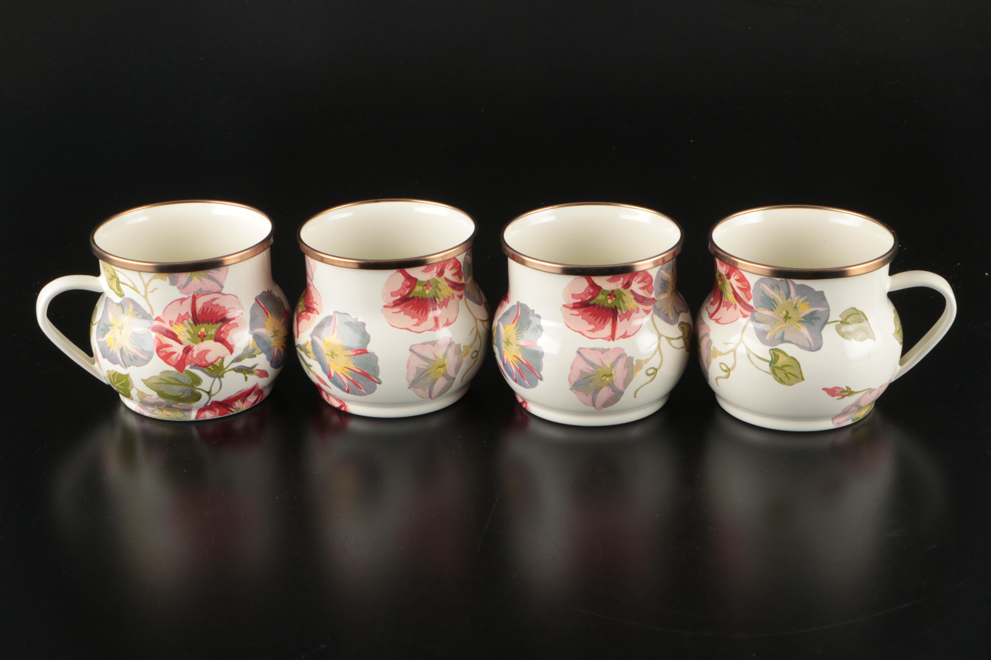 MacKenzie-Childs "Morning Glory" Enamelware Pitcher and Mugs