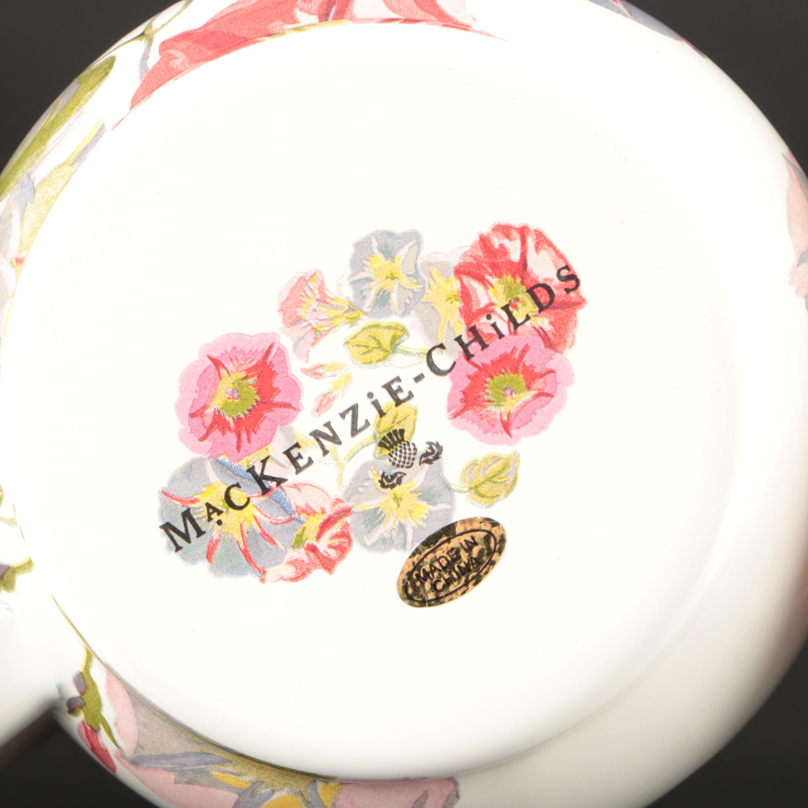 MacKenzie-Childs "Morning Glory" Enamelware Pitcher and Mugs