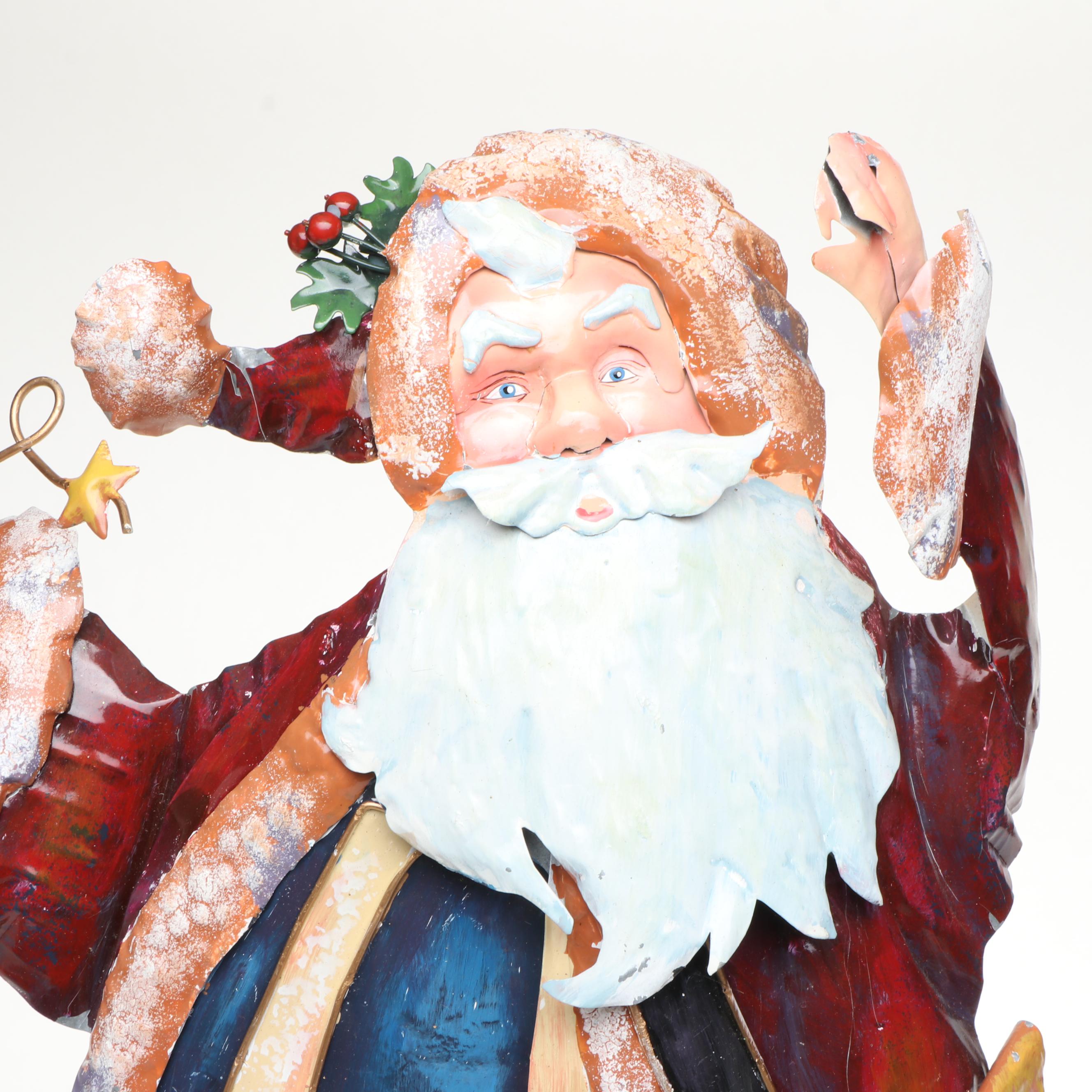 Painted Metal Wall Plaques and Other Snowmen and Santa Décor