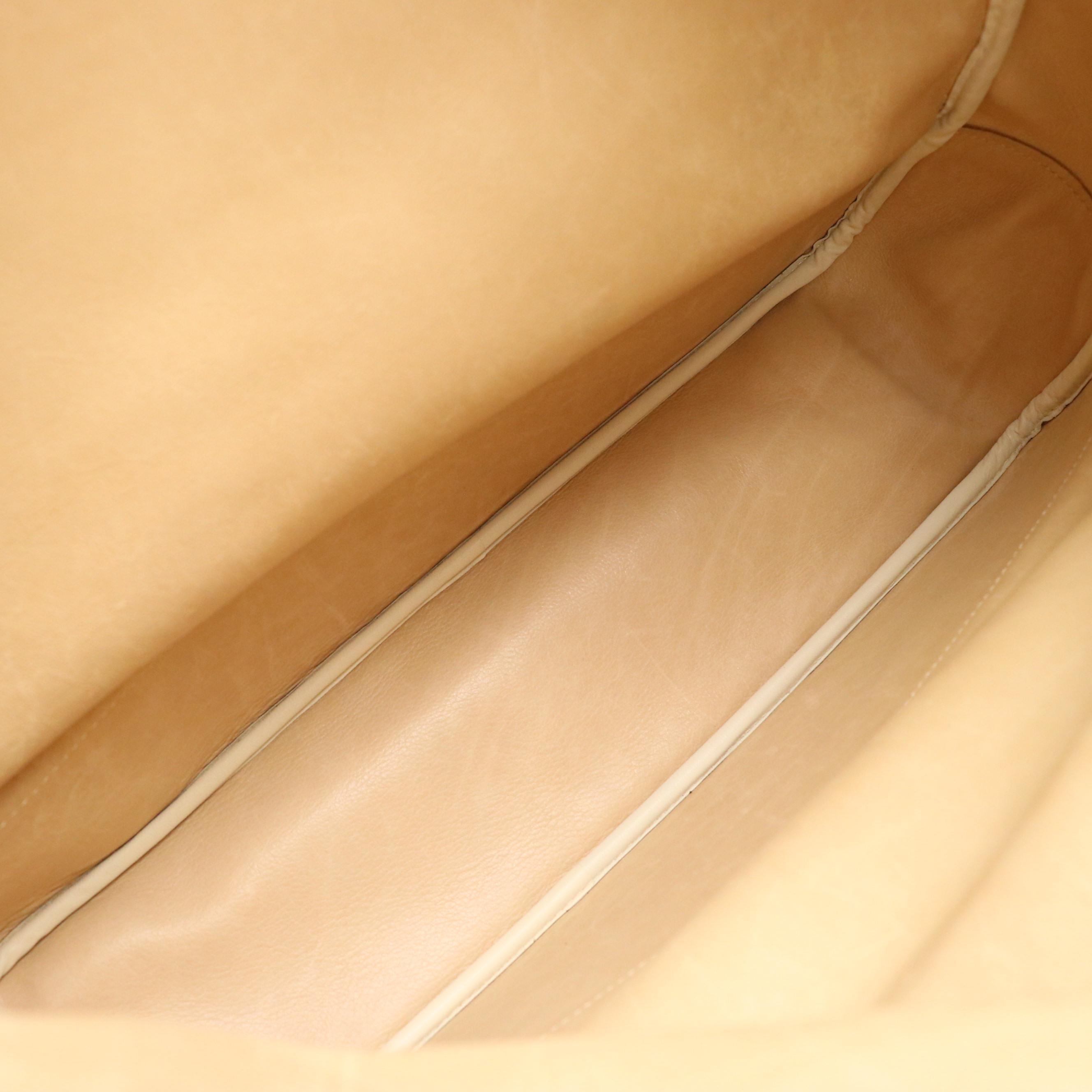 Loewe Anagram Embossed Tote Bag in Beige Suede and Ivory Leather