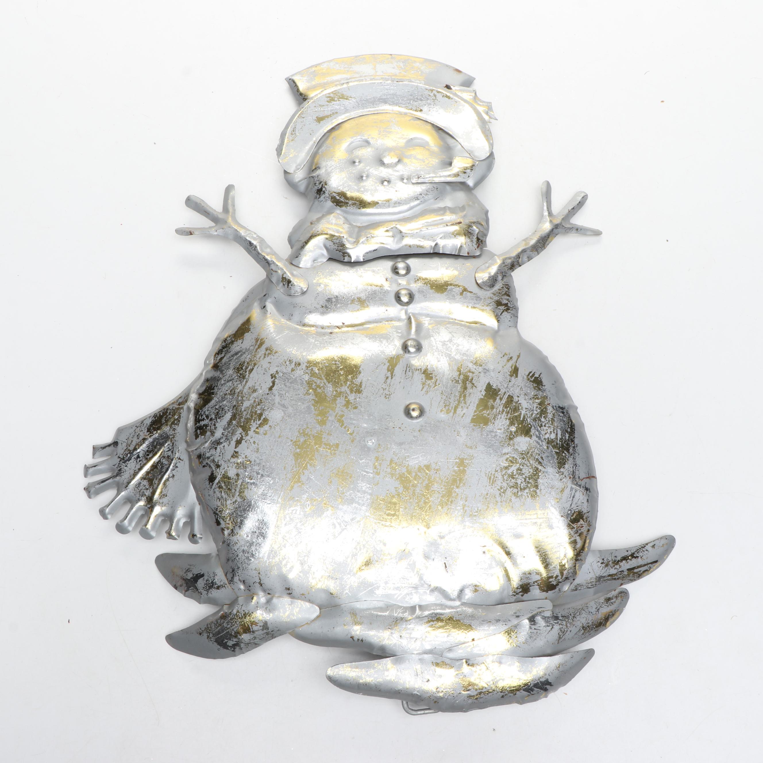 Painted Metal Wall Plaques and Other Snowmen and Santa Décor