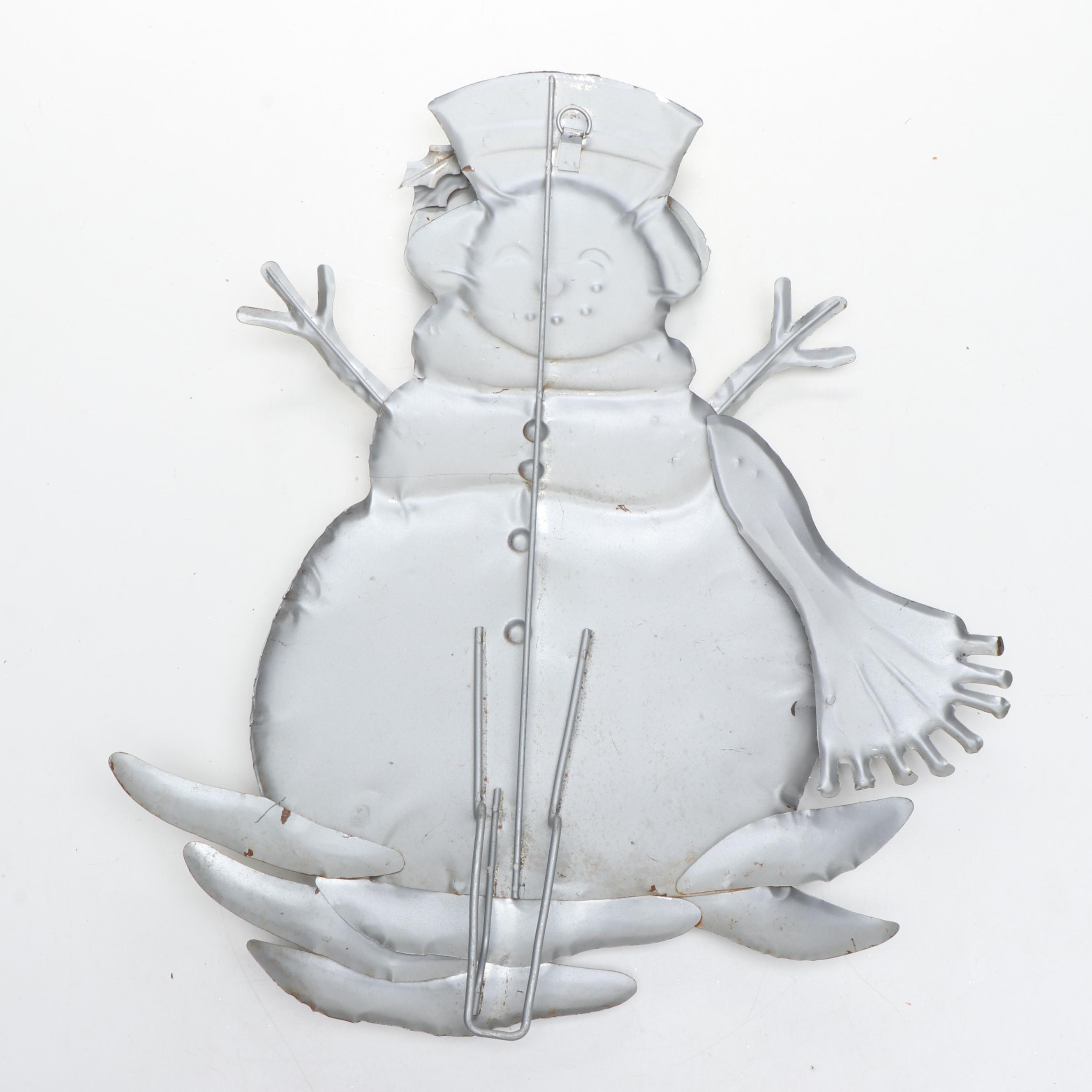 Painted Metal Wall Plaques and Other Snowmen and Santa Décor